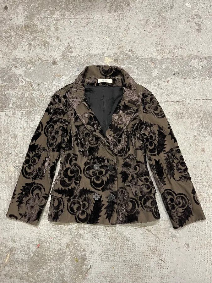 Prada AW2009 Prada Velvet Flowers Buttoned Blazer Jacket Size S / US 4 / IT 40 - 6 Thumbnail
