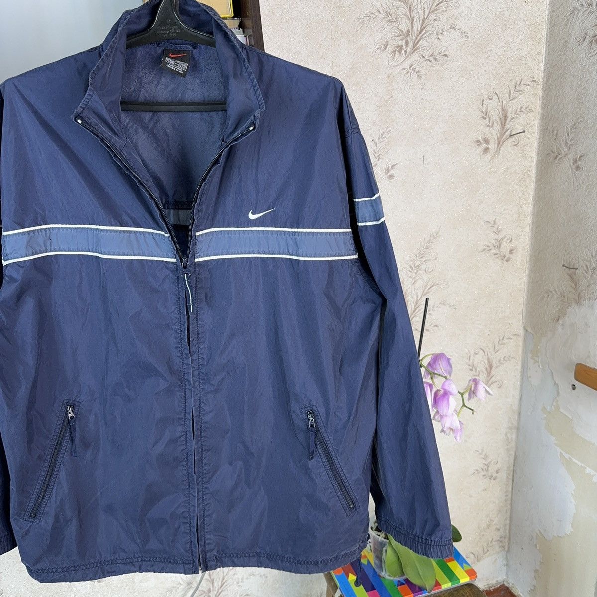 Nike × Vintage Vintage Nike Track Jacket 90s Blue Swoosh Zip Up Nylon Sz M Size US M / EU 48-50 / 2 - 7 Thumbnail