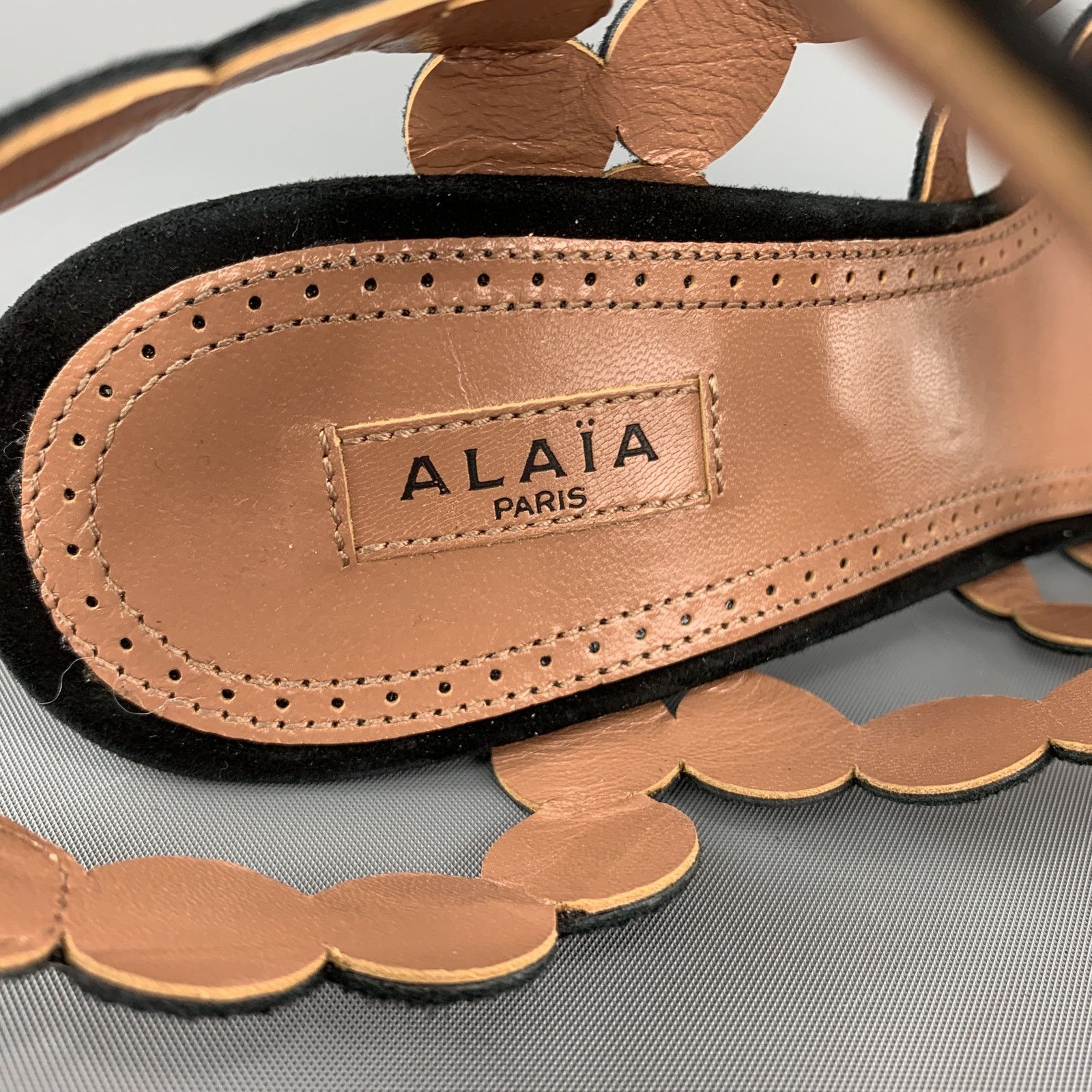 Alaia ALAIA Size 8 Black Suede Laser Cut Strappy Sandals Size US 8 / IT 38 - 5 Thumbnail