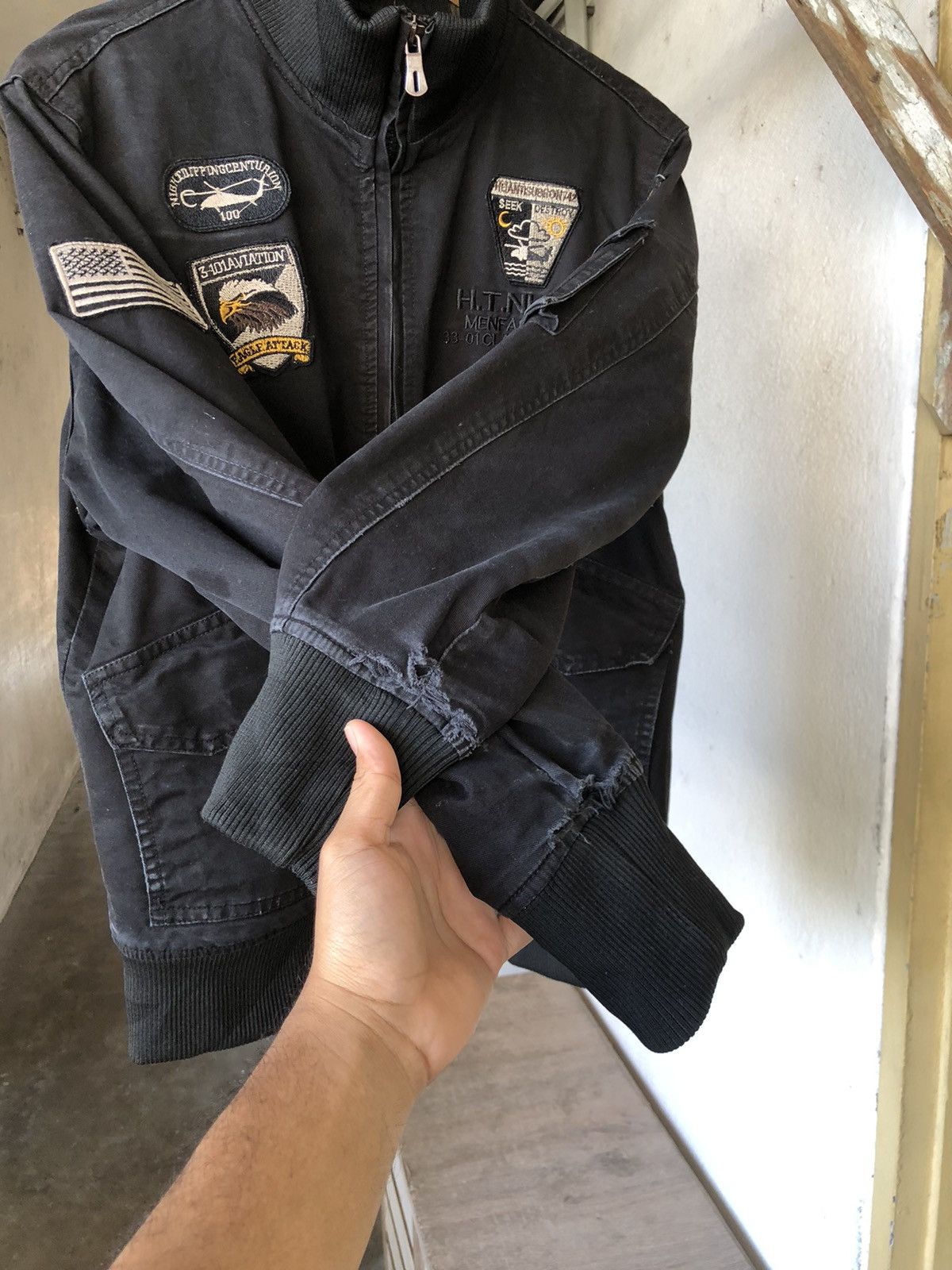 Vintage Huang Tai Niao Military Style Distressed Bomber Jacket Size US L / EU 52-54 / 3 - 10 Thumbnail