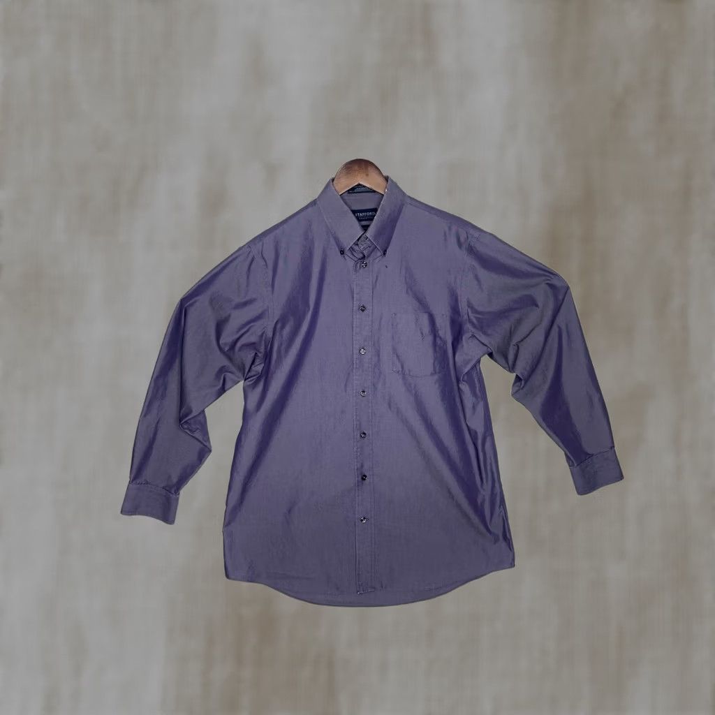 Stafford Stafford Shirt Mens 16 Purple Essentials The Blazer Button Down Size Size US L / EU 52-54 / 3 - 1 Thumbnail