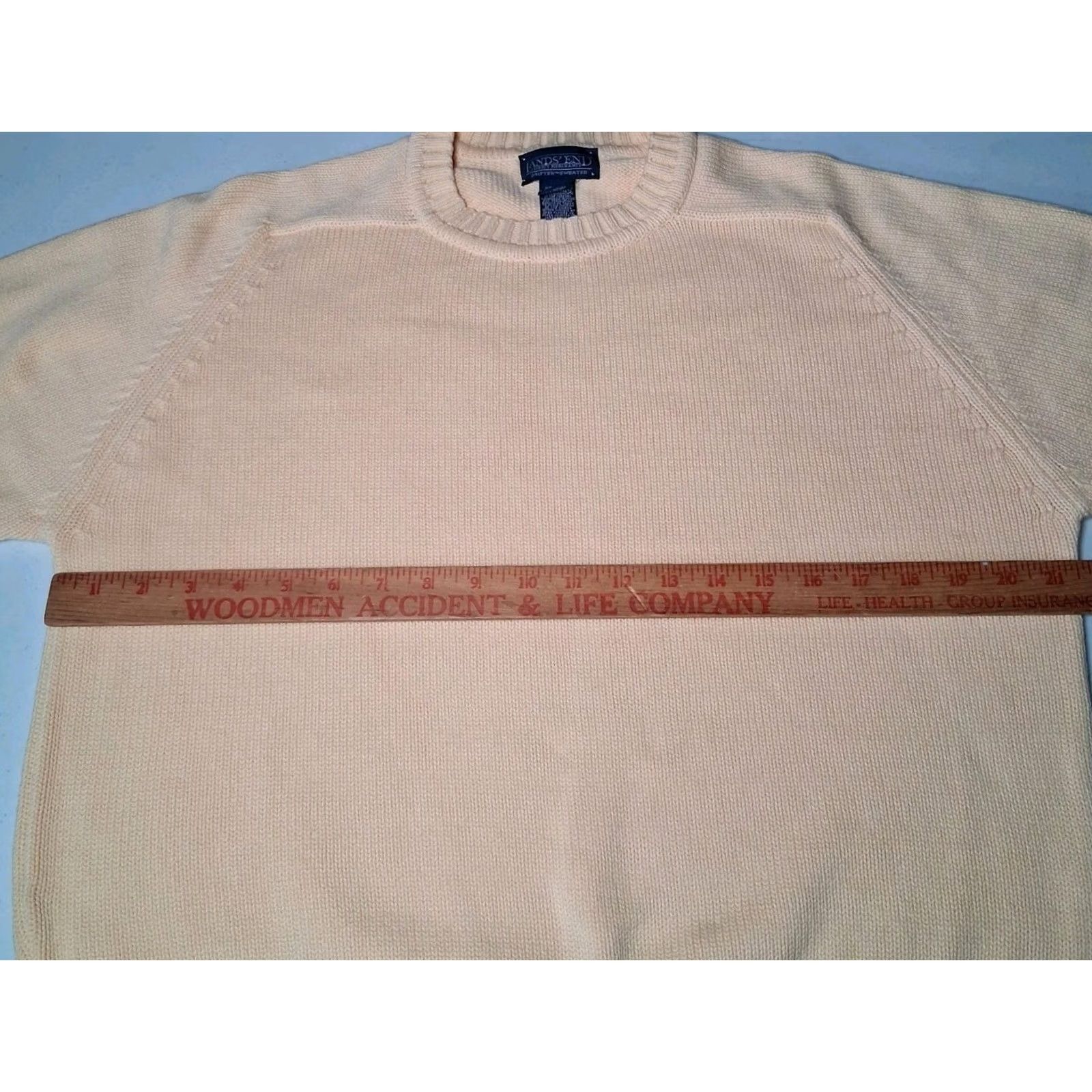 Lands' End VINTAGE Lands' End Sweater Women Medium Yellow Crewneck Pullover Classic Cotton USA Size M / US 6-8 / IT 42-44 - 3 Thumbnail