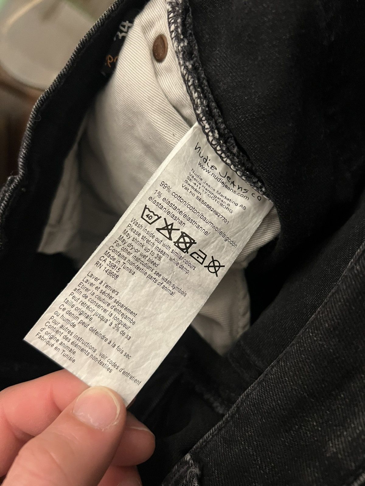 Nudie Jeans 1006533 Nudie Lean Dean Black Star Jeans Size US 34 / EU 50 - 14 Thumbnail