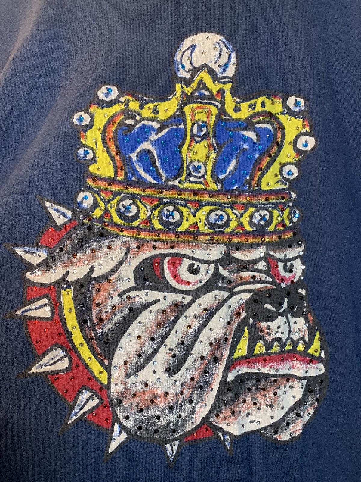 Christian Audigier × Ed Hardy × Vintage *RARE* Vintage Ed Hardy Rhinestoned Royal Bulldog T-Shirt L Size US L / EU 52-54 / 3 - 3 Thumbnail