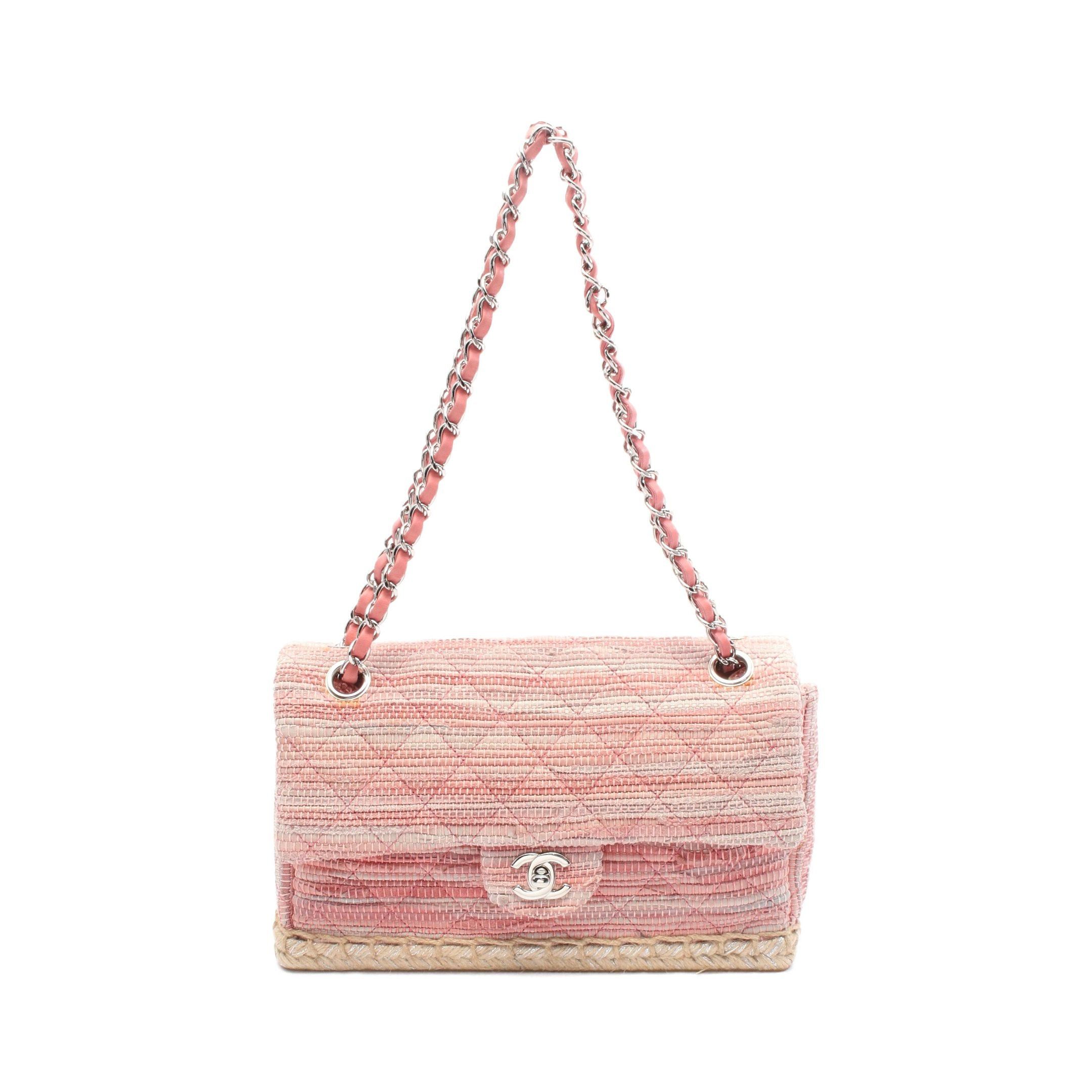 Chanel Chanel Matelasse Espadrilles Chain Shoulder Bag Leather Jute Rubber Pink Beige Silver Hardware Size ONE SIZE - 1 Thumbnail