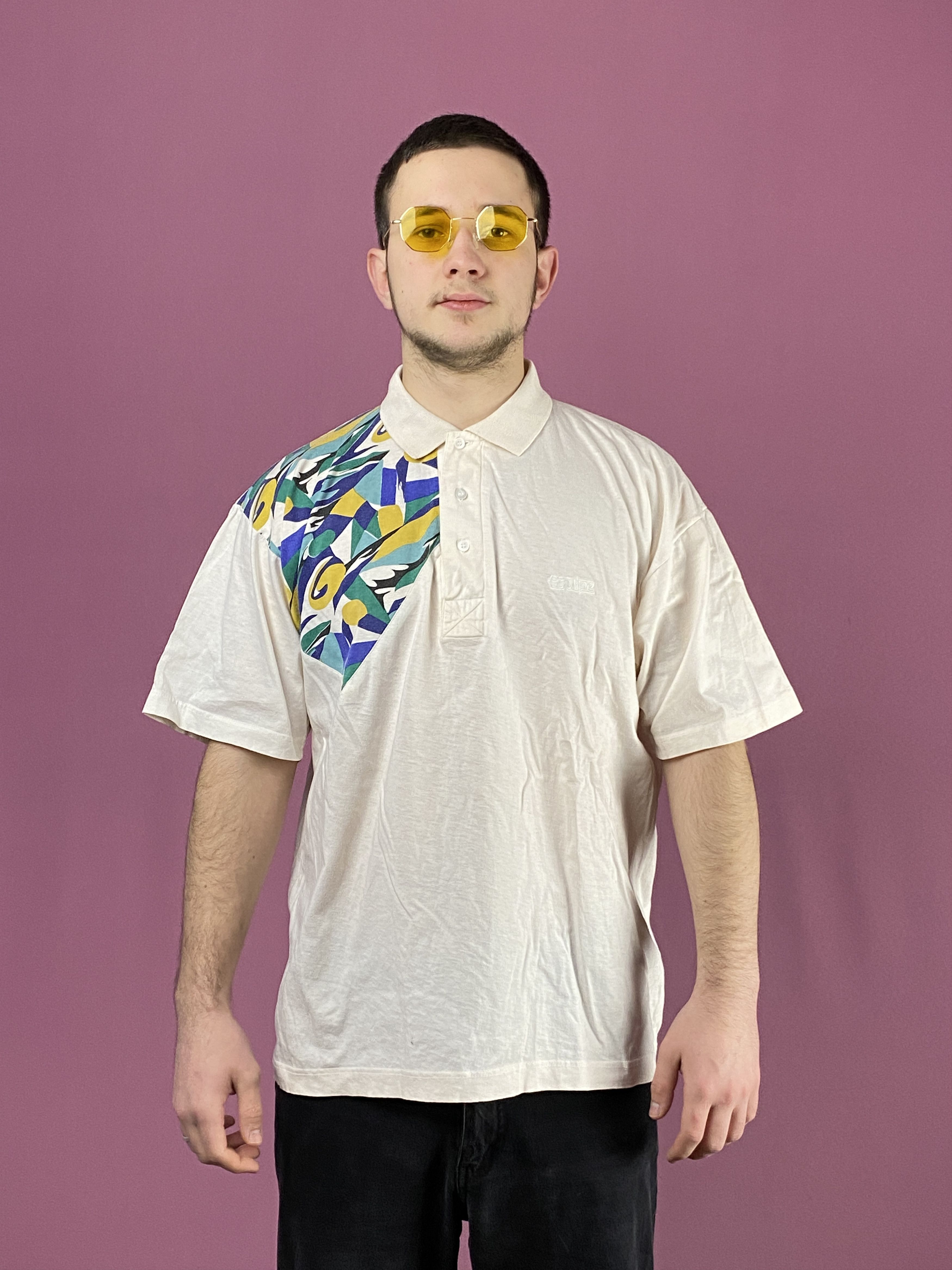 Vintage 90s Equipe Vintage Men's Abstract Print Polo Shirt - M Size US M / EU 48-50 / 2 - 1 Thumbnail