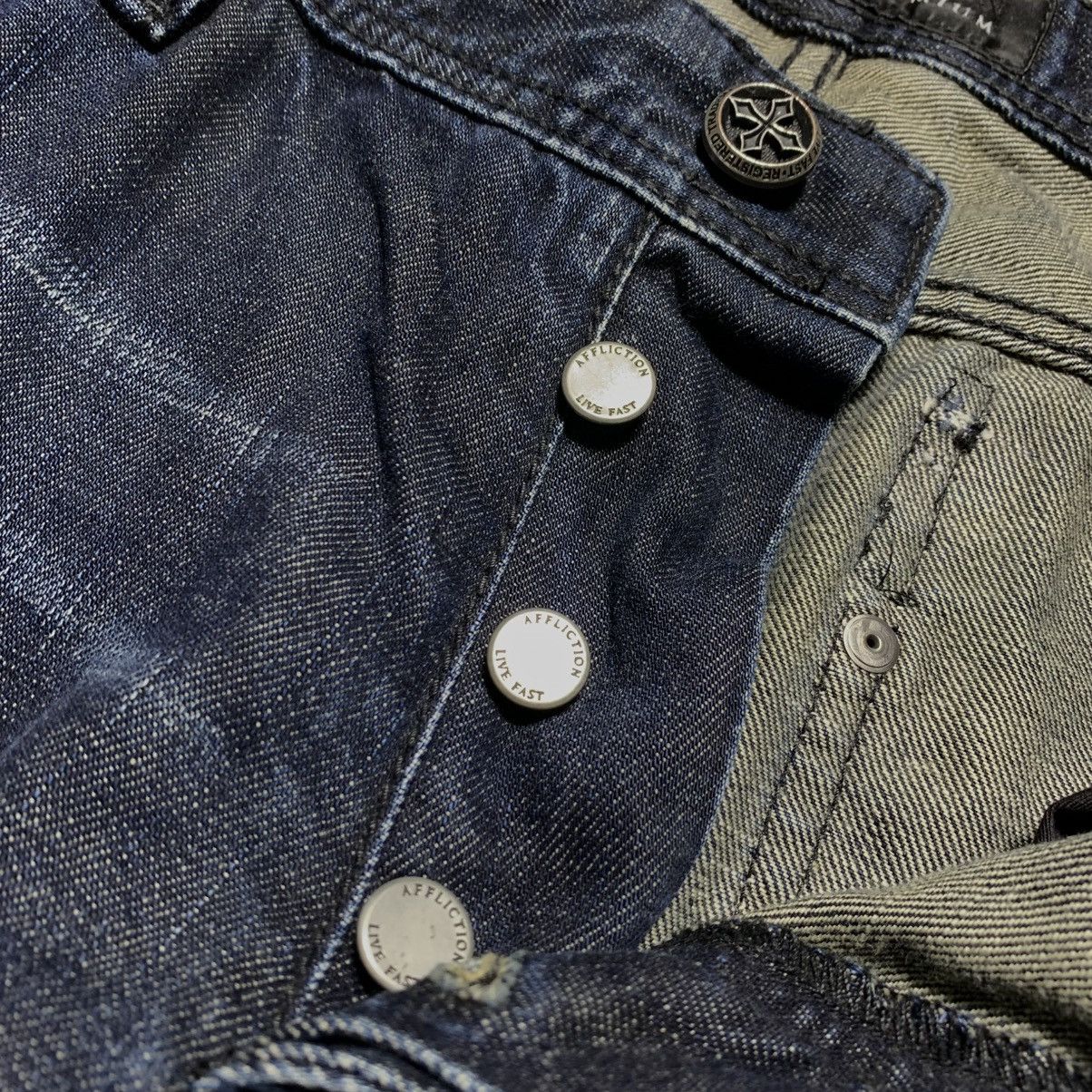 Affliction Rare Y2k Affliction Cross Studded Distressed Faded Jeans Size US 38 / EU 54 - 20 Thumbnail