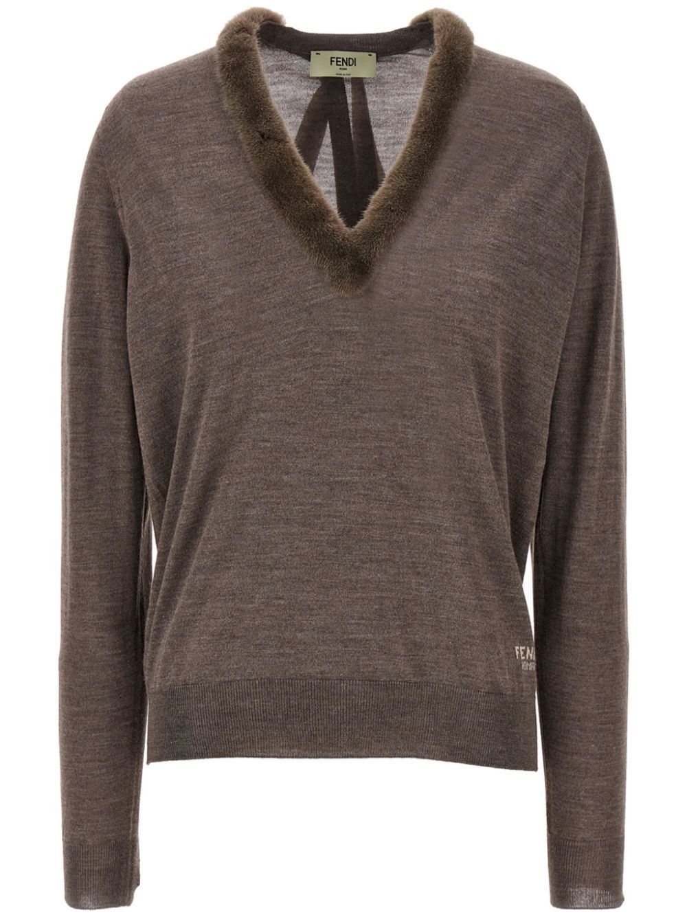 Fendi WOOL AND SILK V-NECK JUMPER Size M / US 6-8 / IT 42-44 - 1 Thumbnail