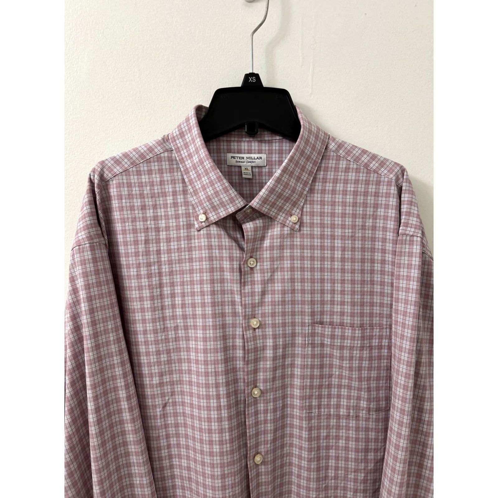 Peter Millar Peter Millar Summer Comfort Shirt Mens XL Pink Blue Plaid Button Up Pocket L/S Size US XL / EU 56 / 4 - 2 Thumbnail