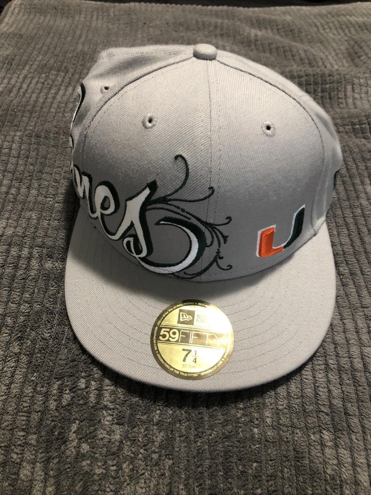 New Era Miami Canes New Era 59Fifty “Tagging” Hat Gray 7 1/4 NEW Size ONE SIZE - 1 Thumbnail