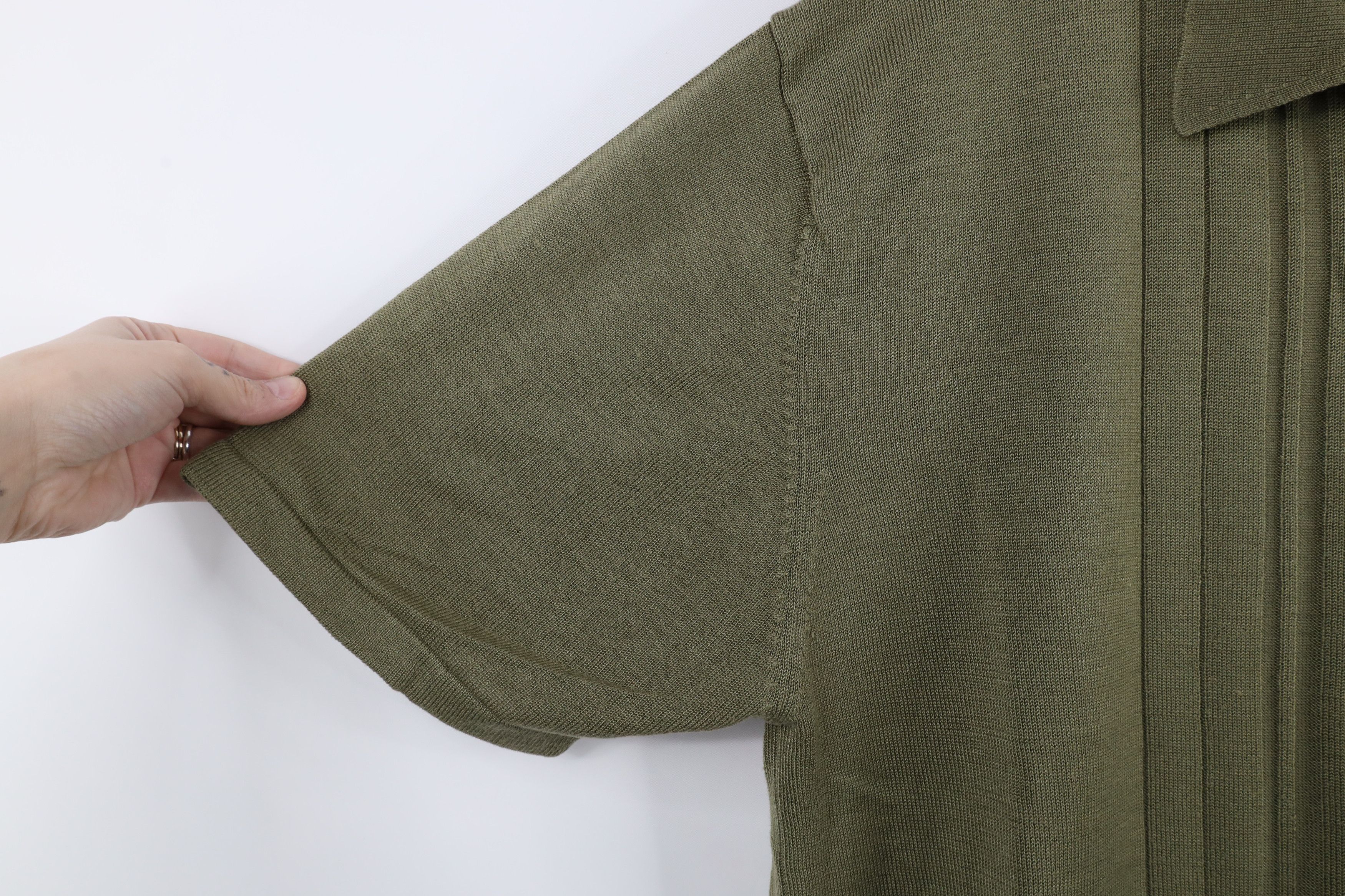 Vintage Vintage 90s Streetwear Ribbed Knit Collared Polo Shirt Green Size US L / EU 52-54 / 3 - 4 Thumbnail