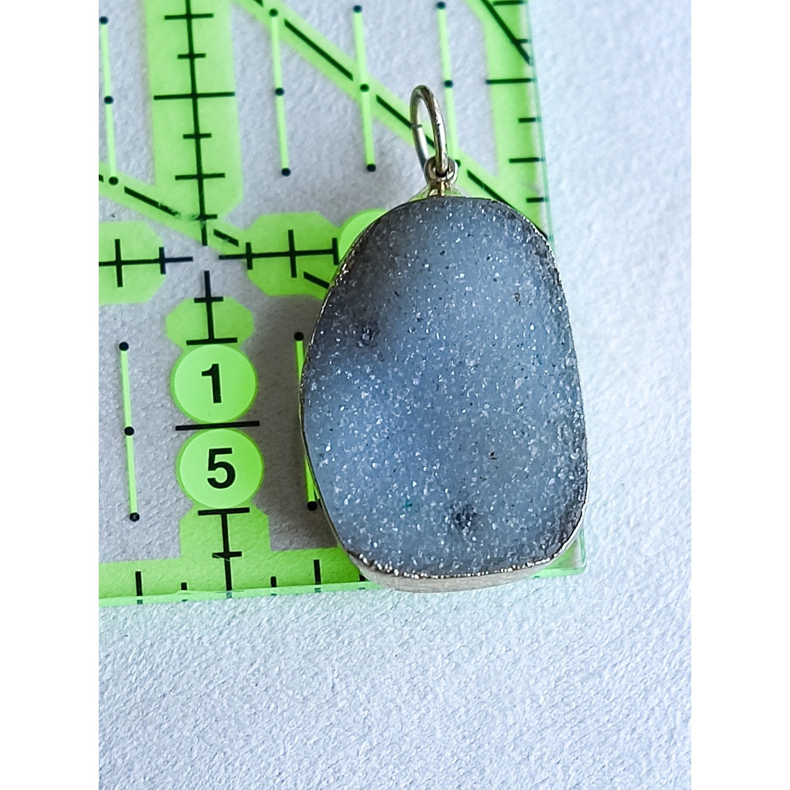 The Unbranded Brand Gray Druzy Crystal Pendant Gold Tone Bezel Boho Size ONE SIZE - 2 Thumbnail