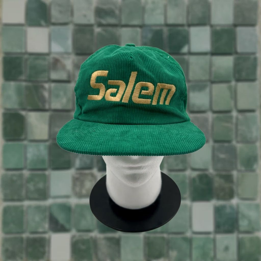Spell VINTAGE Gold Medal Salem Cigarettes Corduroy Snapback Hat Cap Adjustable Gold 1980s Trucker Mens/Womens Size ONE SIZE - 1 Thumbnail
