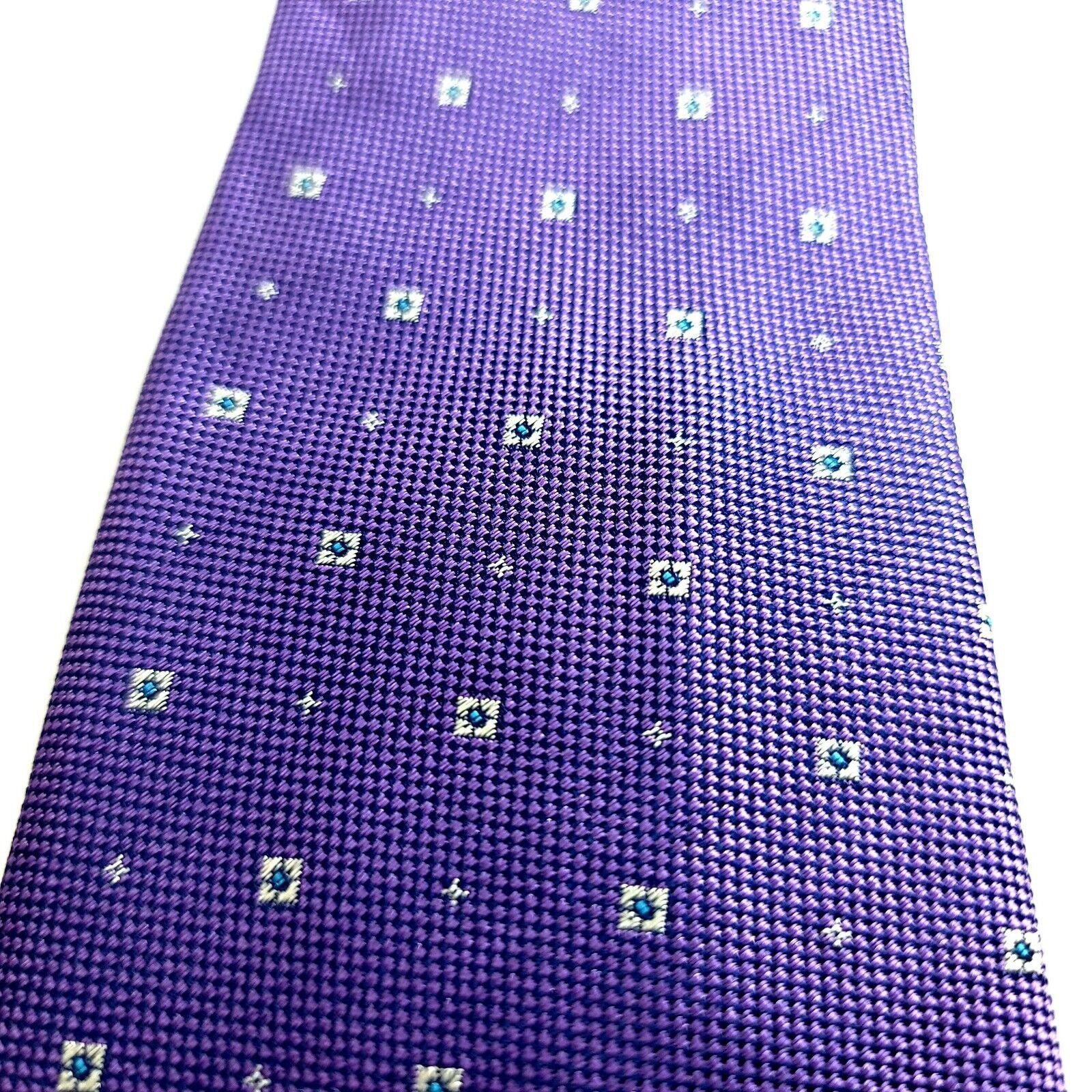Vince Camuto Vince Camuto Purple Woven Geometric Silk Tie Size ONE SIZE - 2 Thumbnail