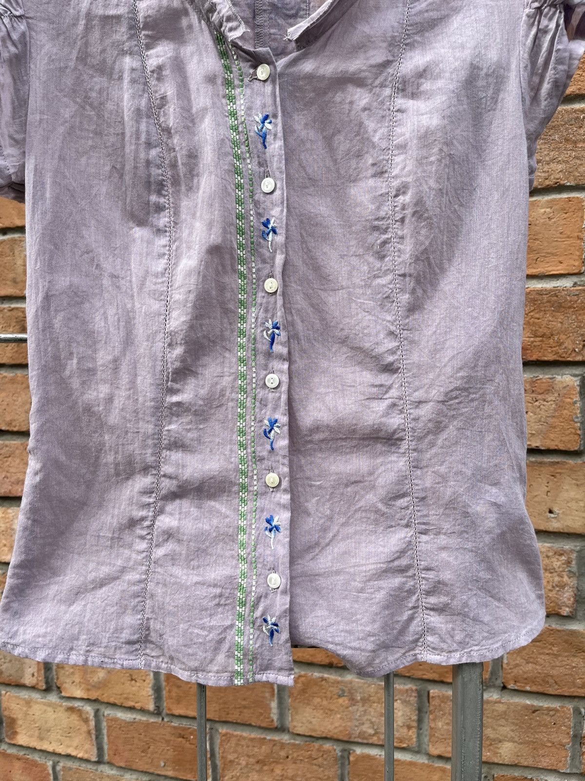 Marithe + Francois Girbaud Marithe Francois GirbaudLight Purple Blouse with Embroidered Size ONE SIZE - 5 Thumbnail