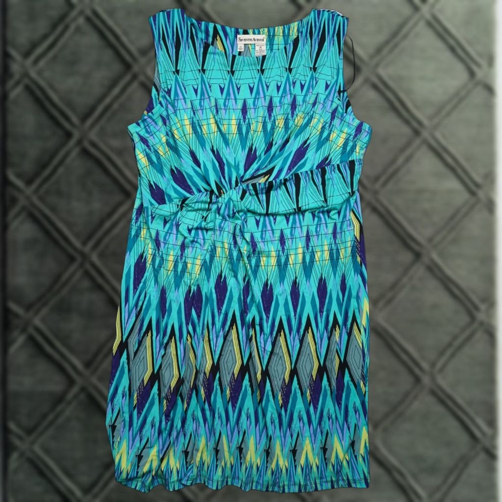 Avenue Seventh Avenue Dress Sz 3X Turquoise Blue Green Stretch Summer Formal Church Size XXL / US 16-18 / IT 52-54 - 1 Thumbnail