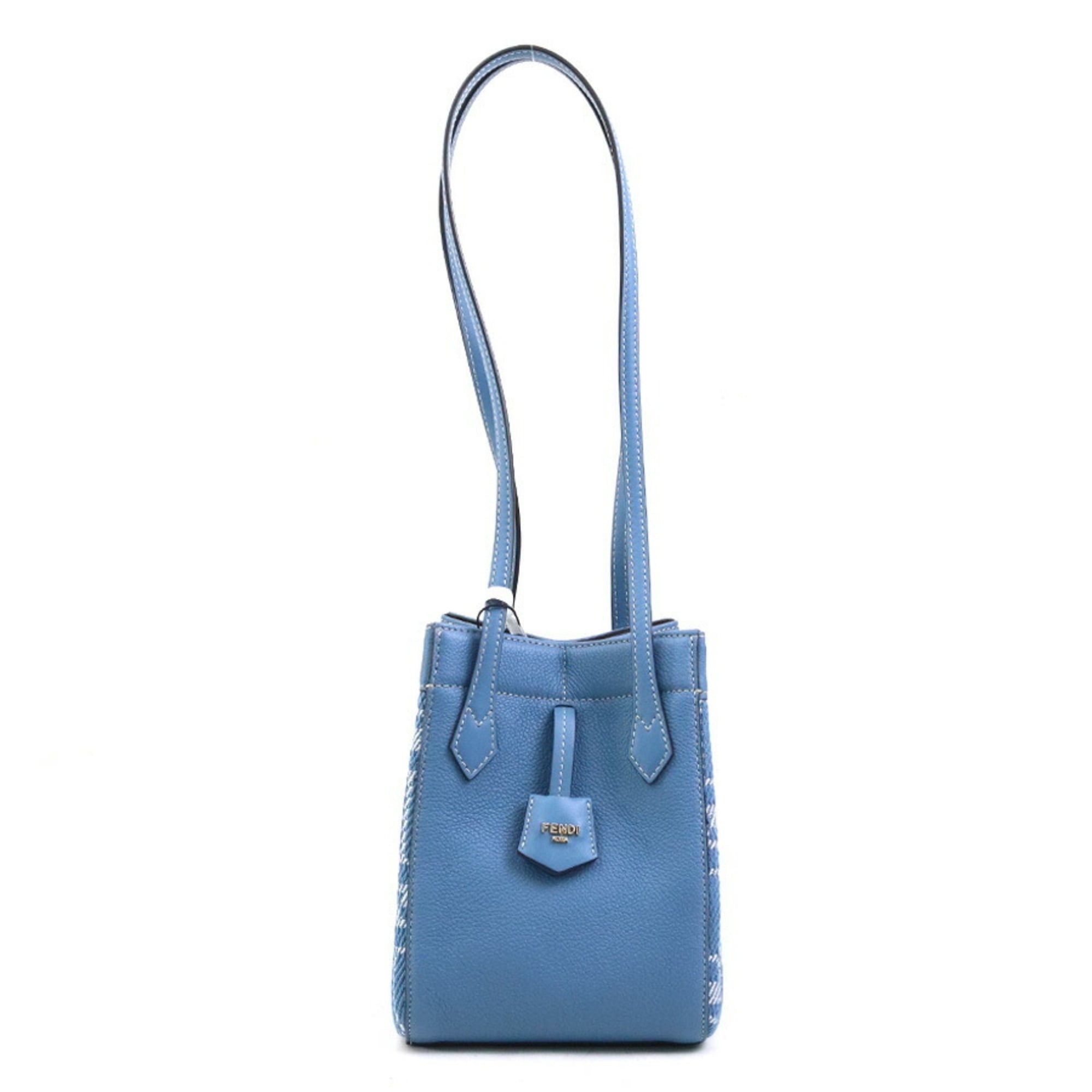 Fendi Fendi Zucca Origami Canvas/Leather Shoulder Bag, Blue, Women's, 8BS083 AUQ7 90220a Size ONE SIZE - 1 Thumbnail