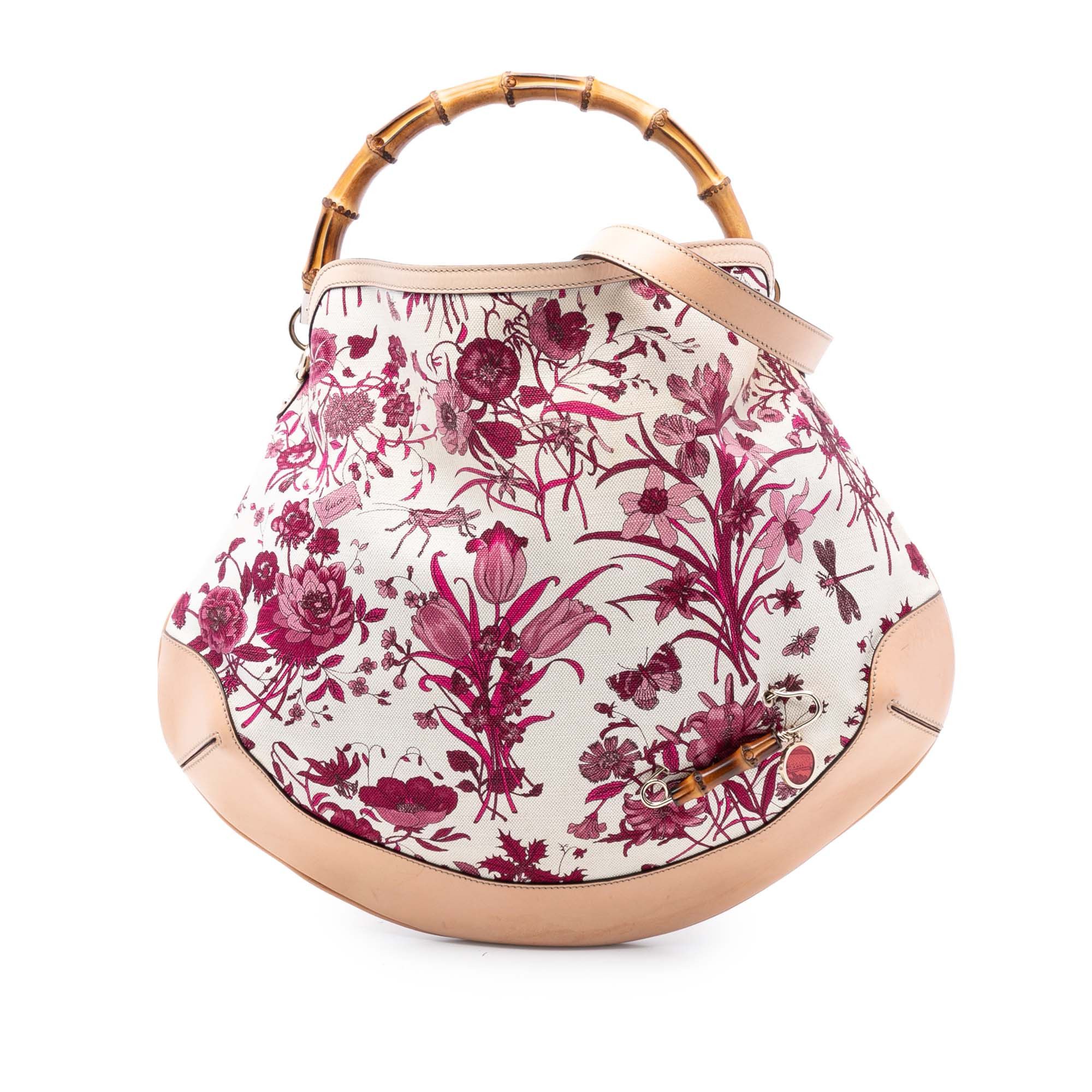 Gucci Canvas Floral Peggy Bamboo Hobo
