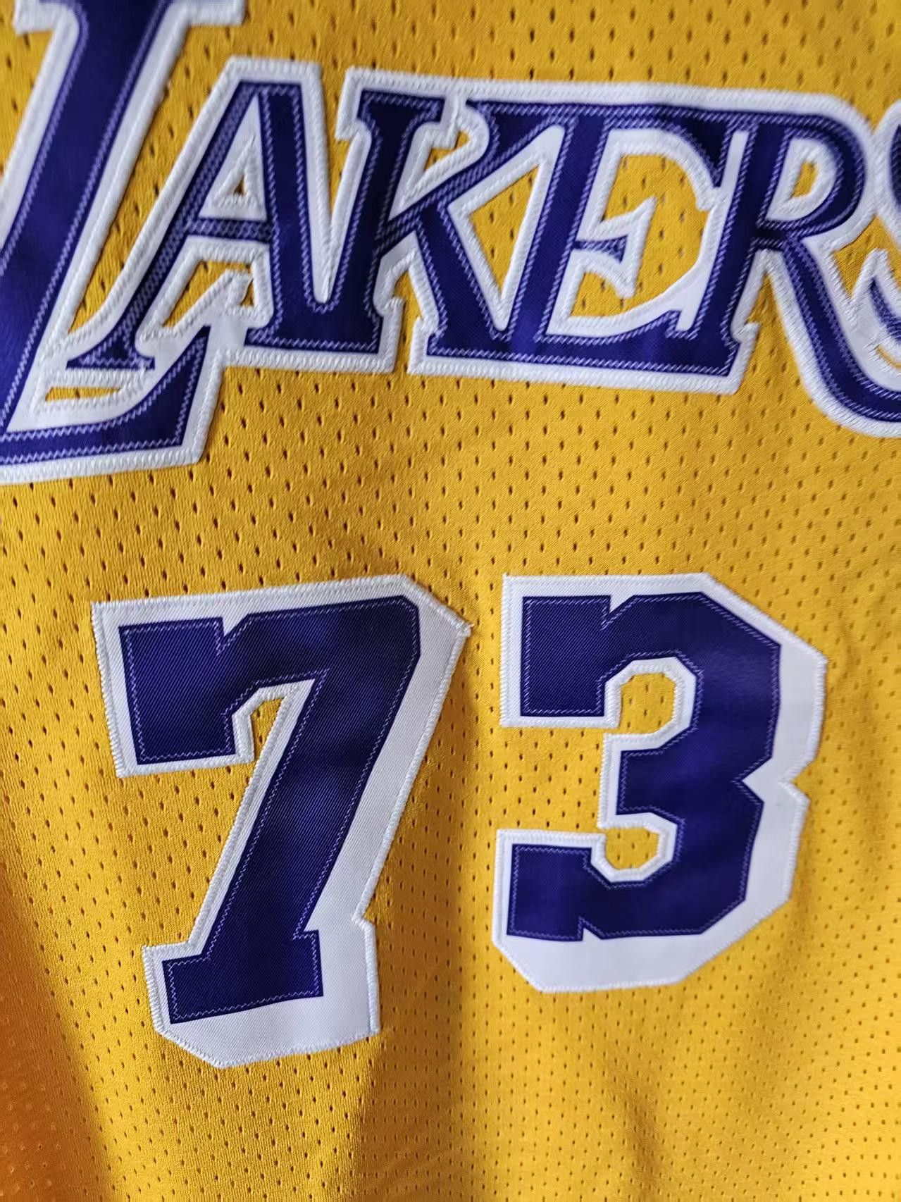NBA Lakers #73 Dennis Rodman Jersey Yellow Size US XL / EU 56 / 4 - 3 Thumbnail