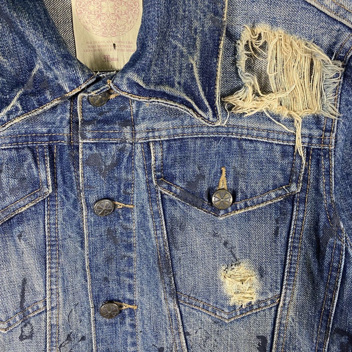 Japanese Brand Vintage Midas Painted Distressed Denim Button Jacket Size S / US 4 / IT 40 - 7 Thumbnail