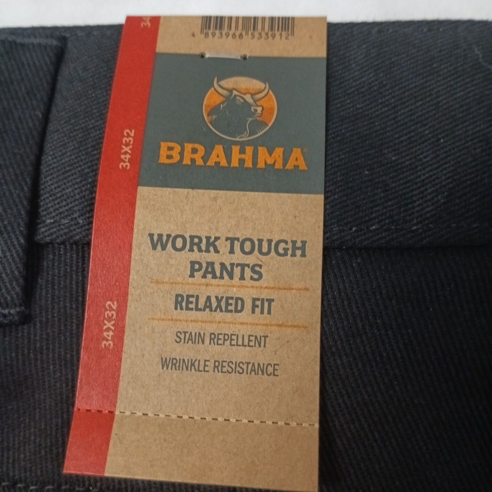 Other Brahma Men's Work Tough Pants Size 34x32 Black Relaxed Fit Size US 34 / EU 50 - 7 Thumbnail