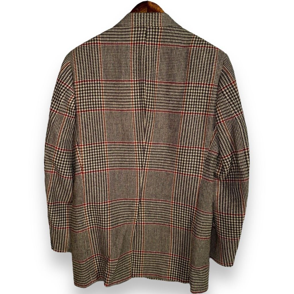 Oxxford Clothes Oxford Shop Custom Tan & Red Windowpane Tweed Sport Coat 40R Size 40R - 8 Thumbnail