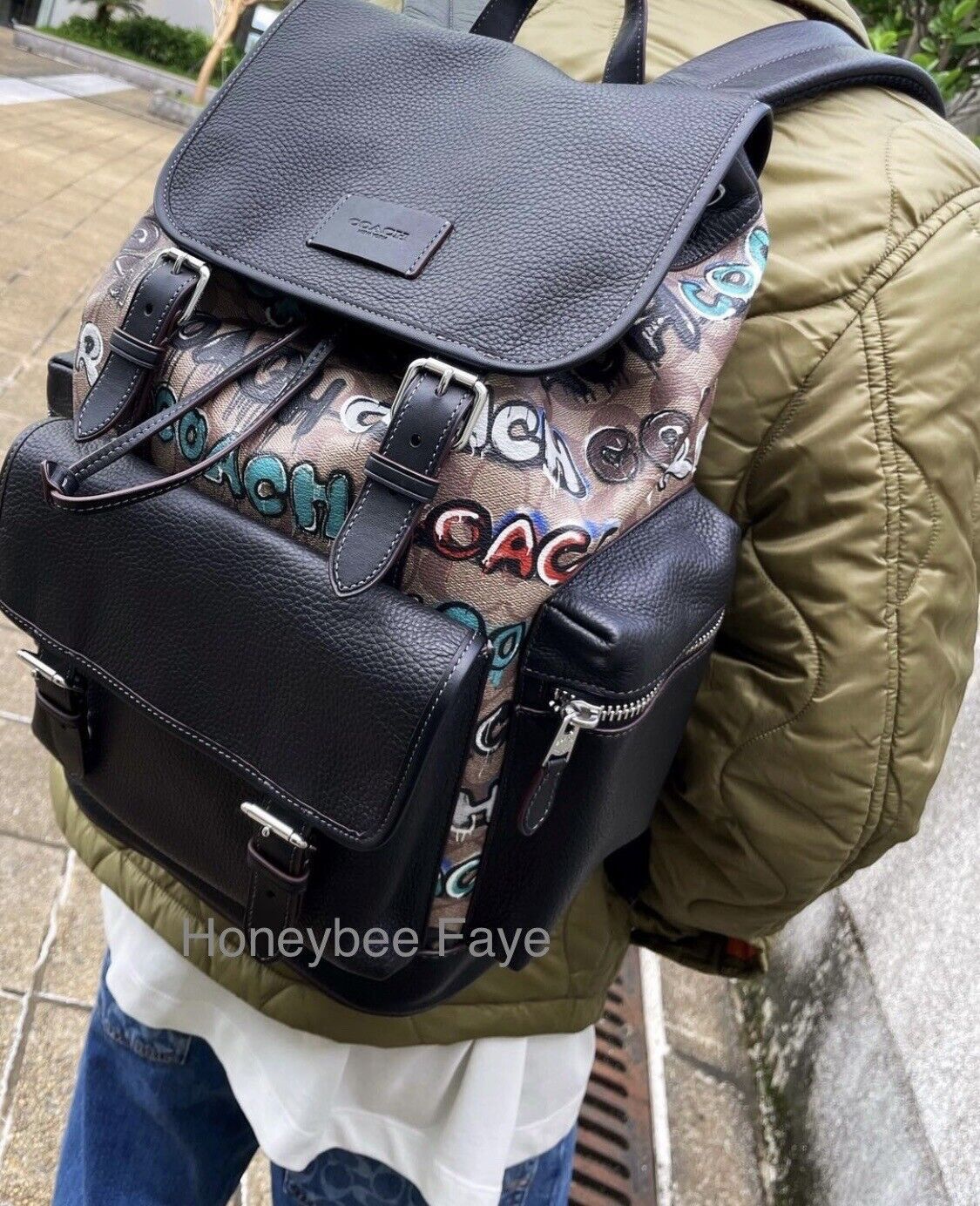 image of Coach X Mint Serf Sprint Backpack In Signature Canvas Cl951 in Silver, Men's