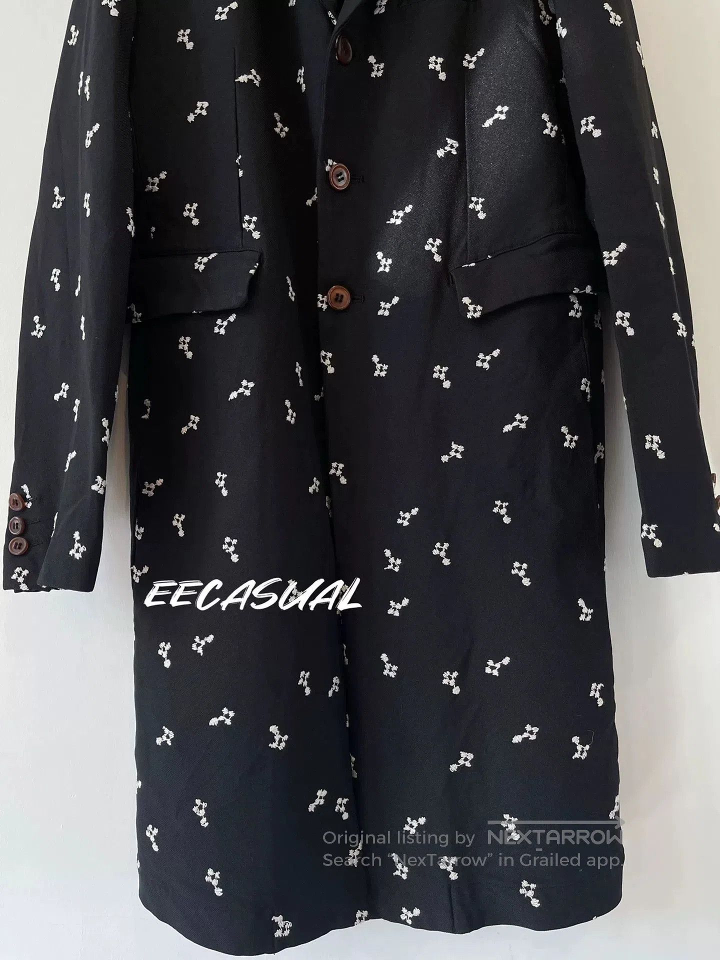 CDG by Comme des Garcons Black Embroidered Long Coat by Comme des Garçons. Size S / US 4 / IT 40 - 7 Thumbnail
