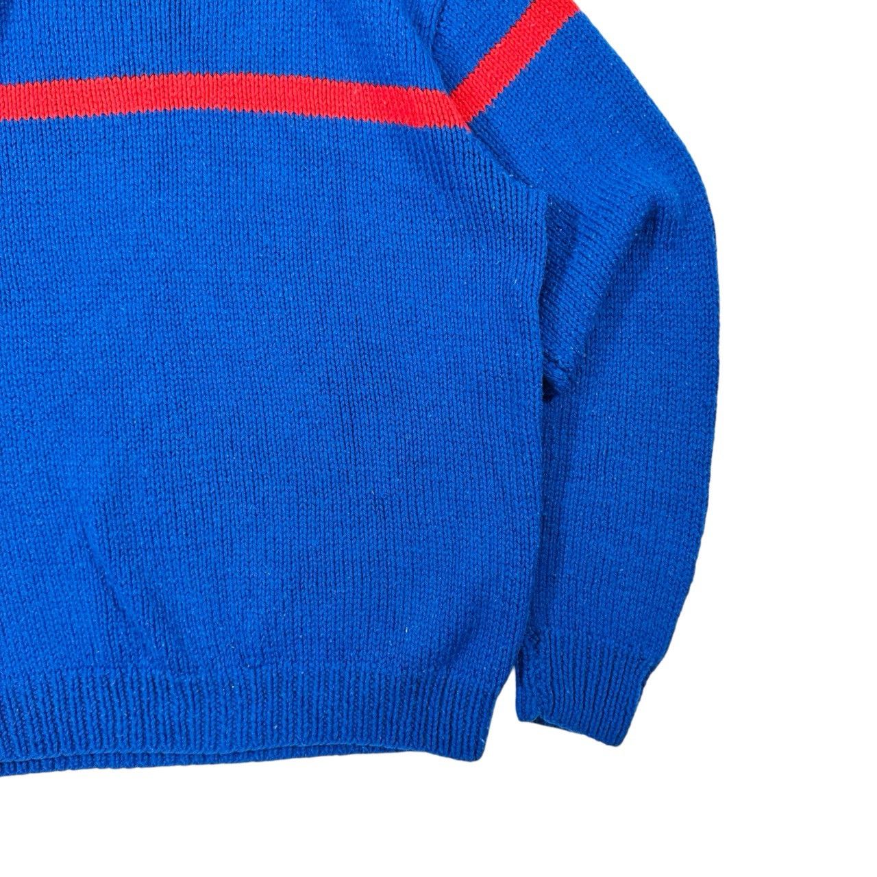 Vintage Vintage 90s Blue & Red One of a Kind Knit Sweater Size US M / EU 48-50 / 2 - 3 Thumbnail