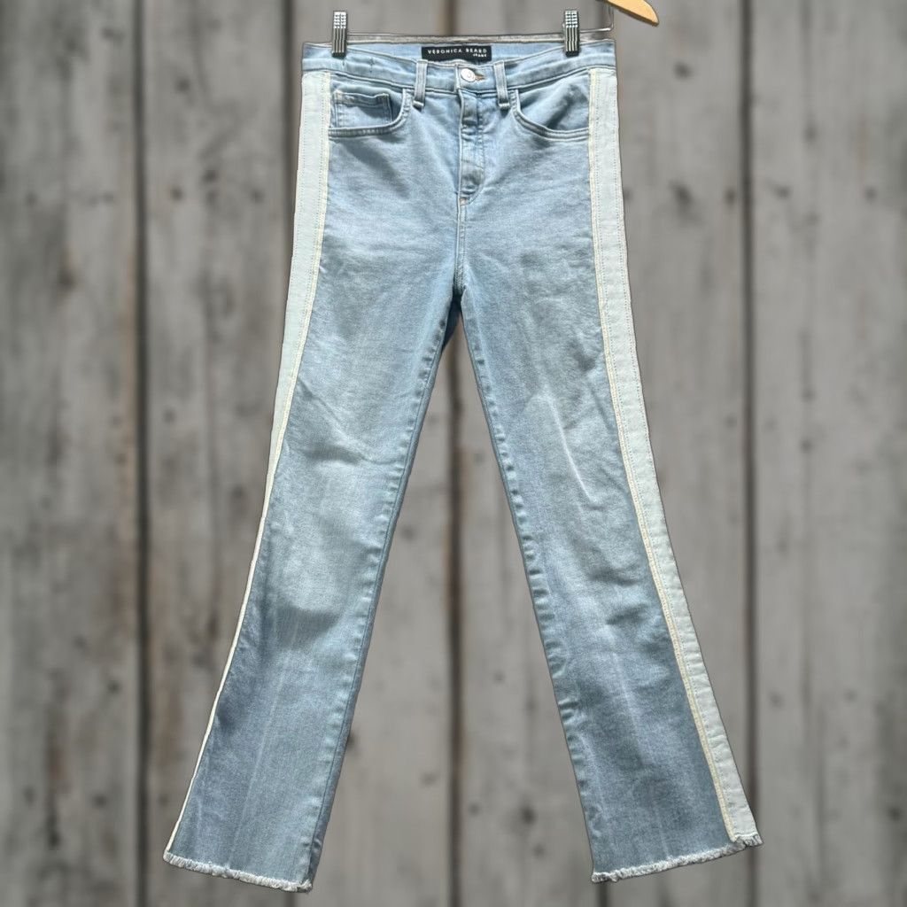 Veronica Beard Veronica Beard Jeans Womens 26 Light Blue High Rise Kick Flare 11" Raw Hem Denim Stretch 5-Pocket Zip Fly Size 26" / US 2 / IT 38 - 1 Thumbnail