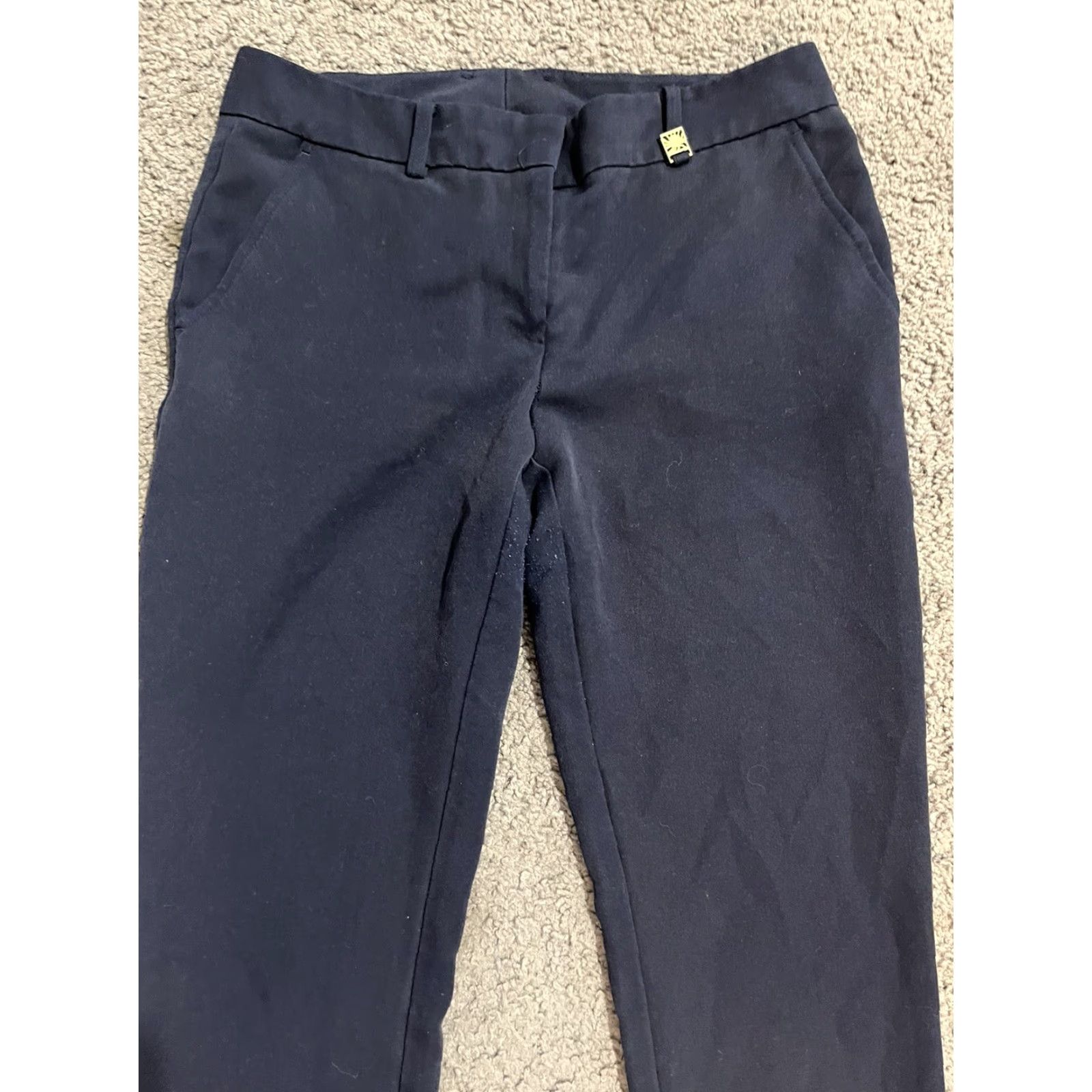 Anne Klein Anne Klein Pants Womens 4P Petite Navy Blue Knit Career Casual Straight Leg Pockets Womens Size 27" / US 4 / IT 40 - 2 Thumbnail