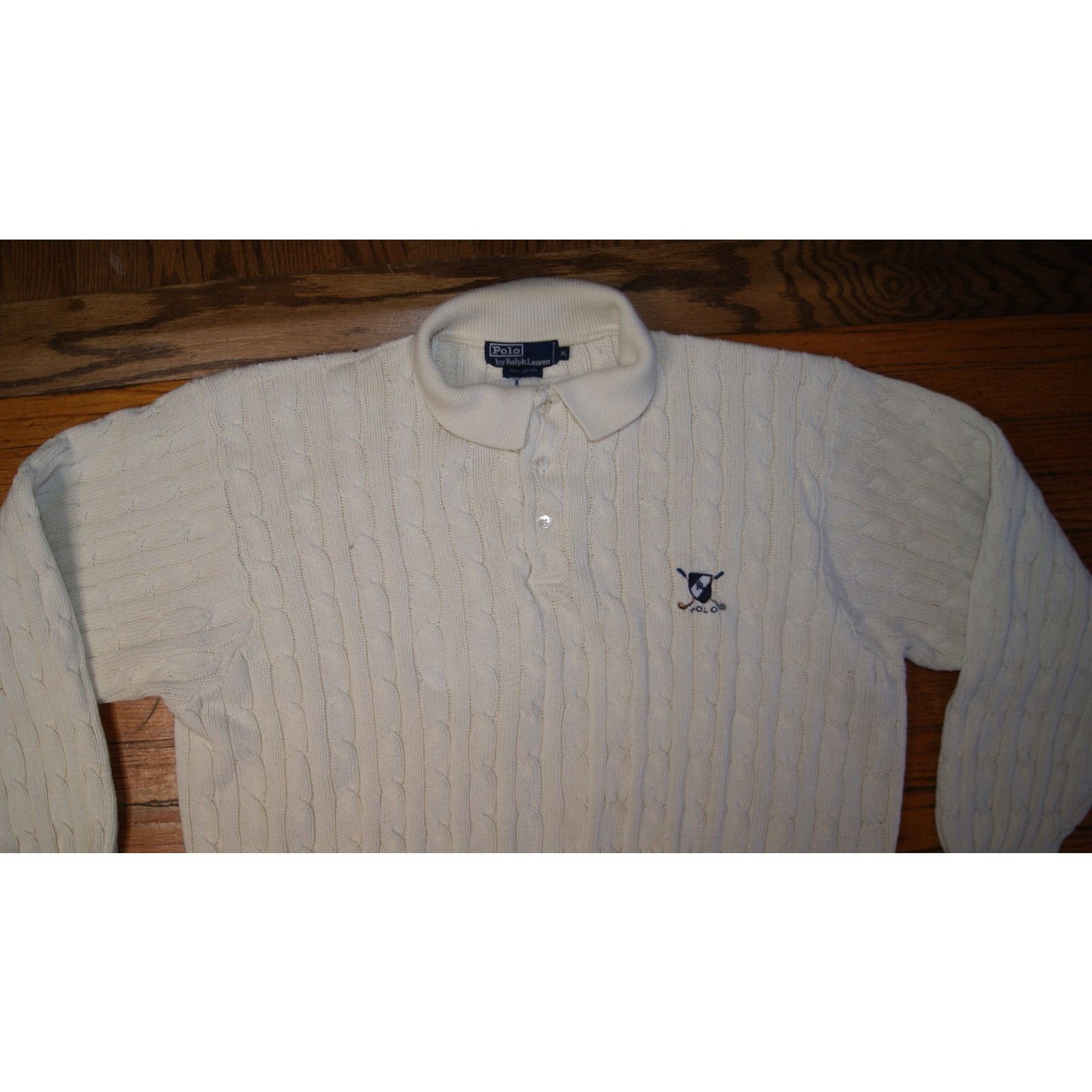 Polo Ralph Lauren VTG POLO RALPH LAUREN Mens XL Cable Knit Collared Sweater Size US XL / EU 56 / 4 - 2 Thumbnail