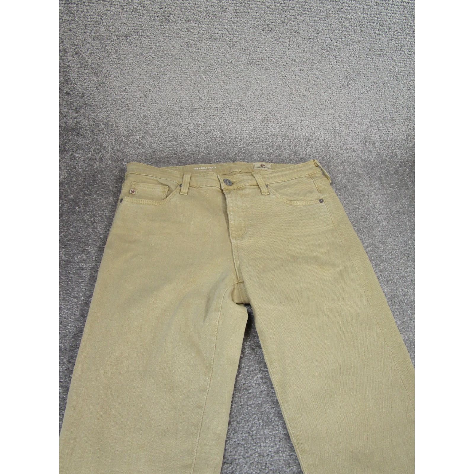 AG Jeans AG Adriano Goldschmied Women's 27 The Prima Ankle Jeans Beige Stretch Denim - Light Wash, Mid Rise, Zipper Accents, Stain Size 27" / US 4 / IT 40 - 3 Thumbnail