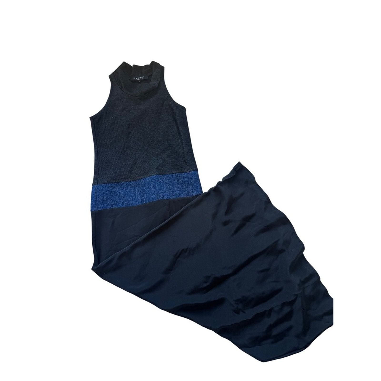 Closet London PAPER LONDON Black Blue Textured Sleeveless Maxi Dress Size M / US 6-8 / IT 42-44 - 1 Thumbnail