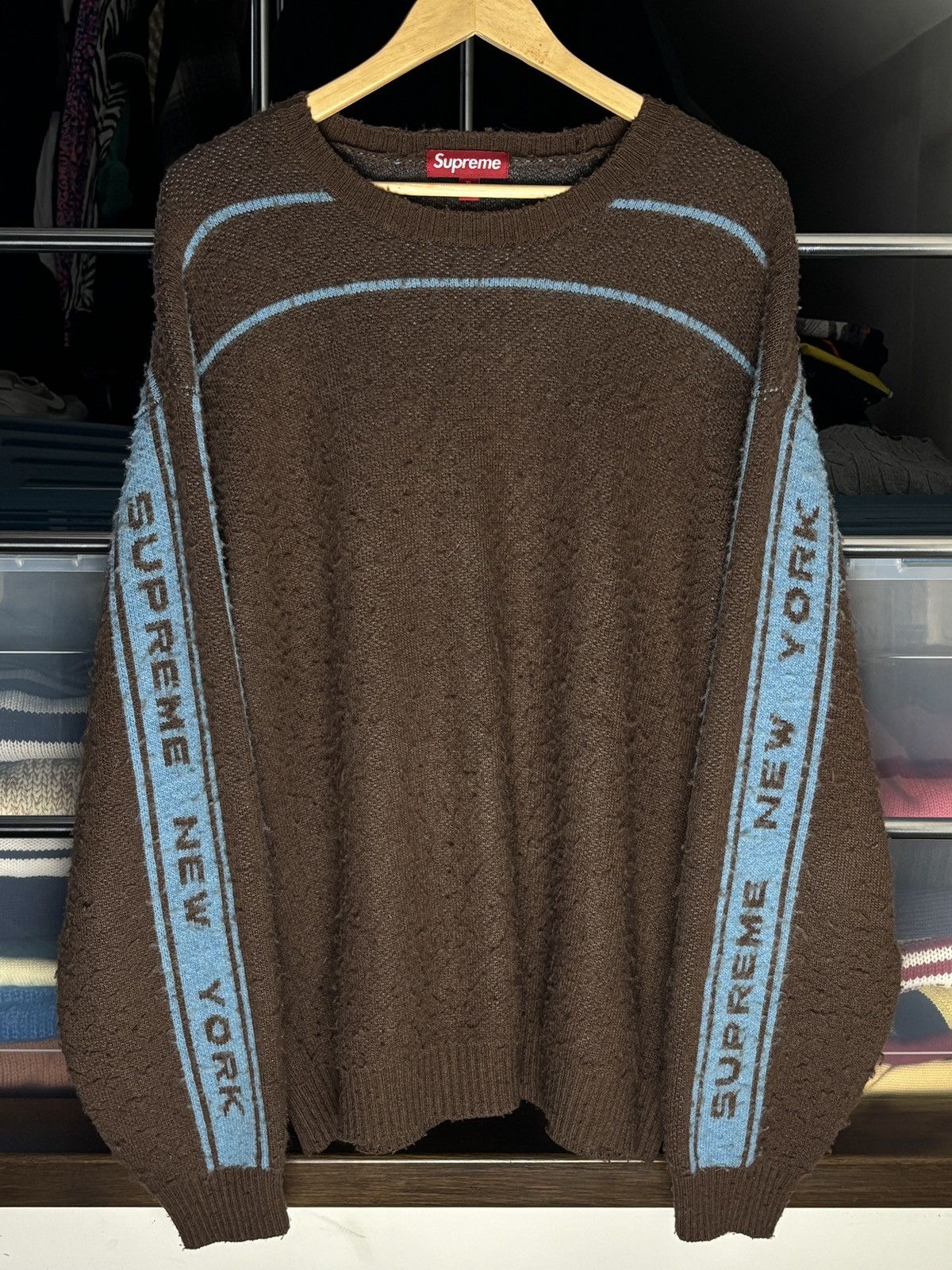 Supreme Supreme 24FW Stripe Knit Brown Blue Sweater Streetwear Size US XL / EU 56 / 4 - 1 Thumbnail