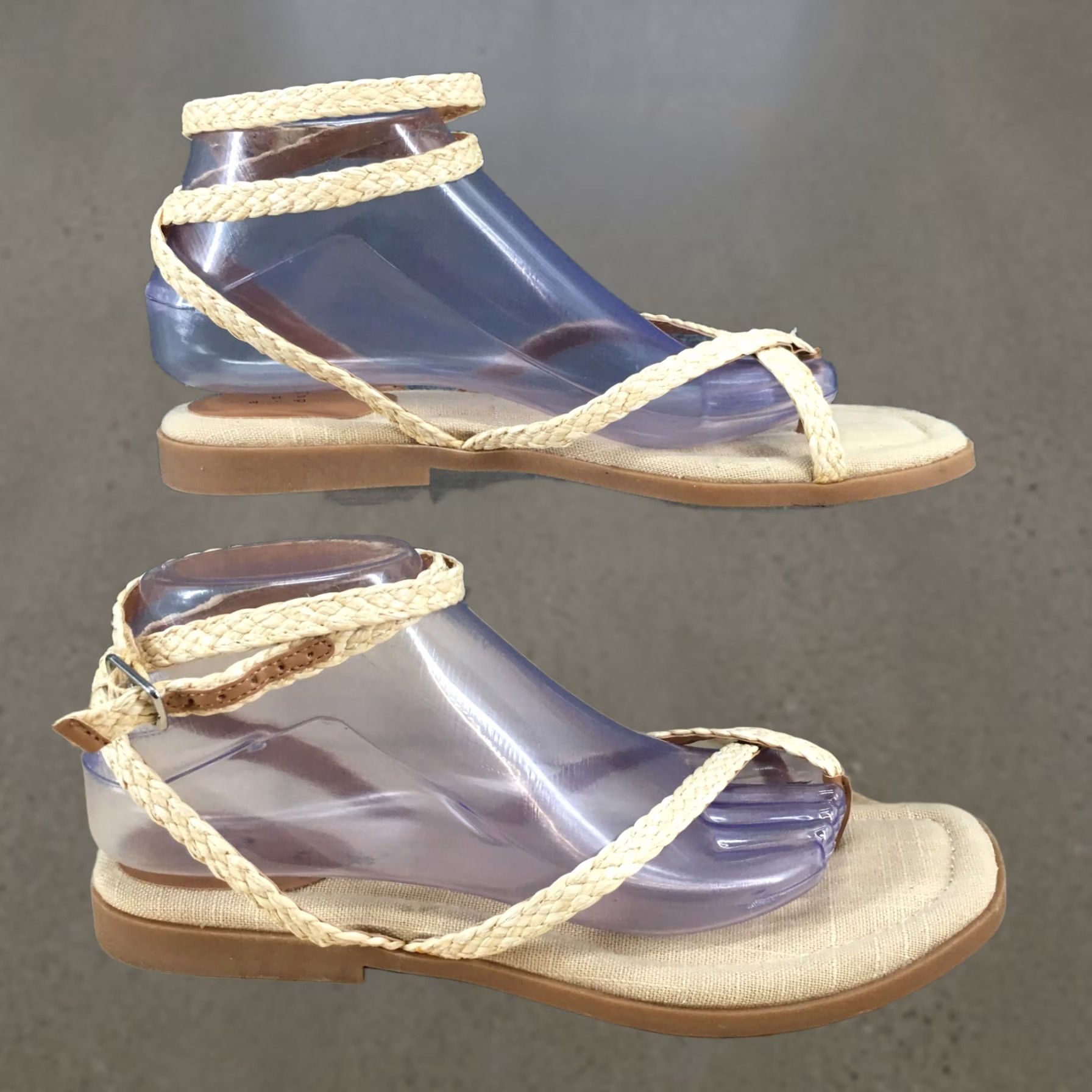 Vintage A New Day Sandals Womens 8.5 Strappy Thong Braided Buckle Beige Flats NEW Size US 9 / IT 39 - 1 Thumbnail