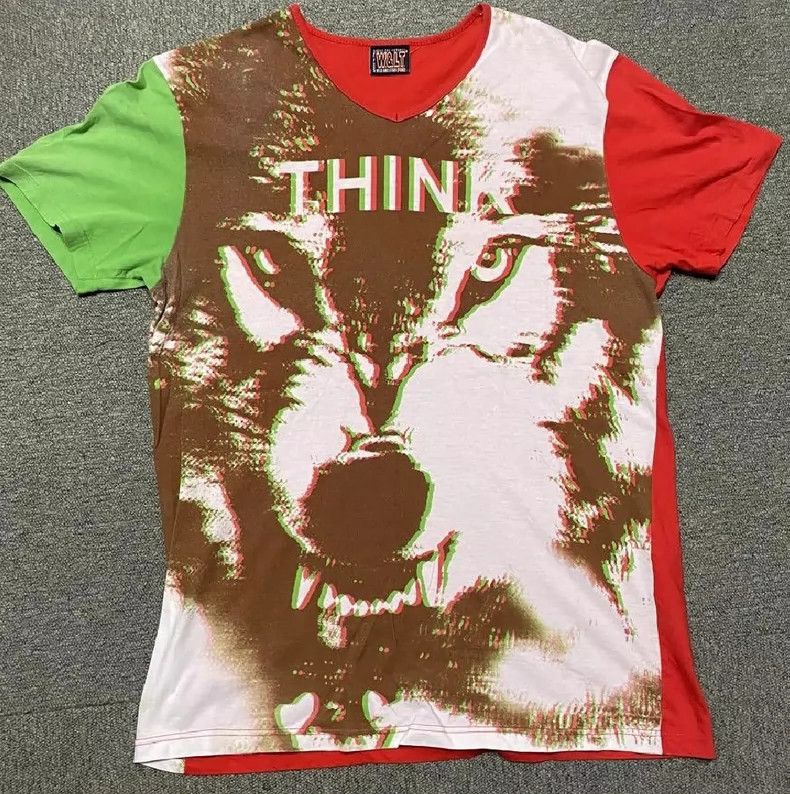 Walter Van Beirendonck walter van beirendonck Bold wolf-patterned V-neck T-shirt Size US L / EU 52-54 / 3 - 6 Thumbnail
