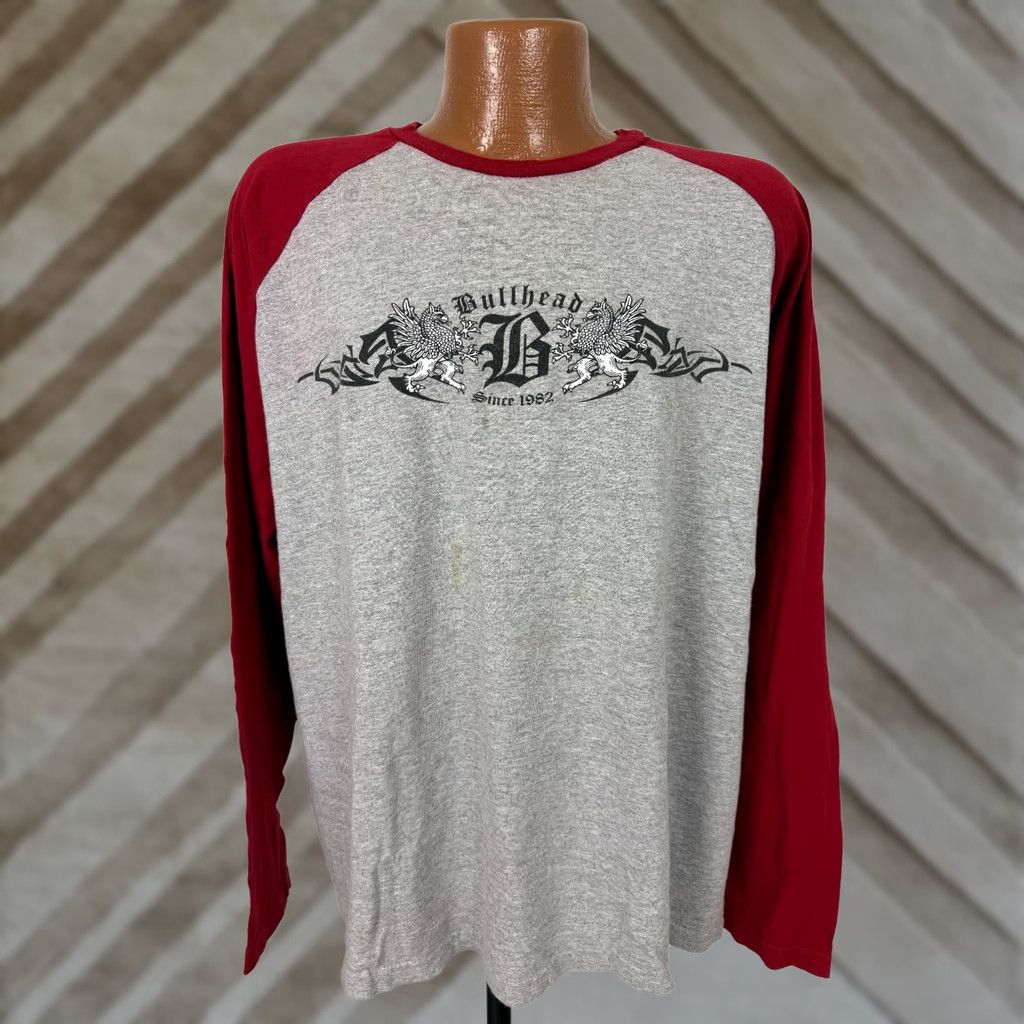 Vintage Bullhead 90s T-Shirt Shirt Graffiti Graphic Print Men XL Vintage Gray Raglan United States Made Size US XL / EU 56 / 4 - 1 Thumbnail