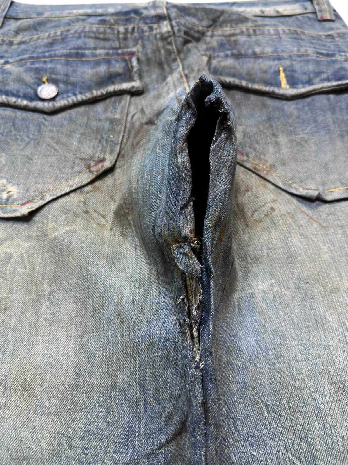 Hysteric Glamour Vintage Jungle Storm Mudwash Ripped Distressed Denim Size US 33 - 8 Thumbnail
