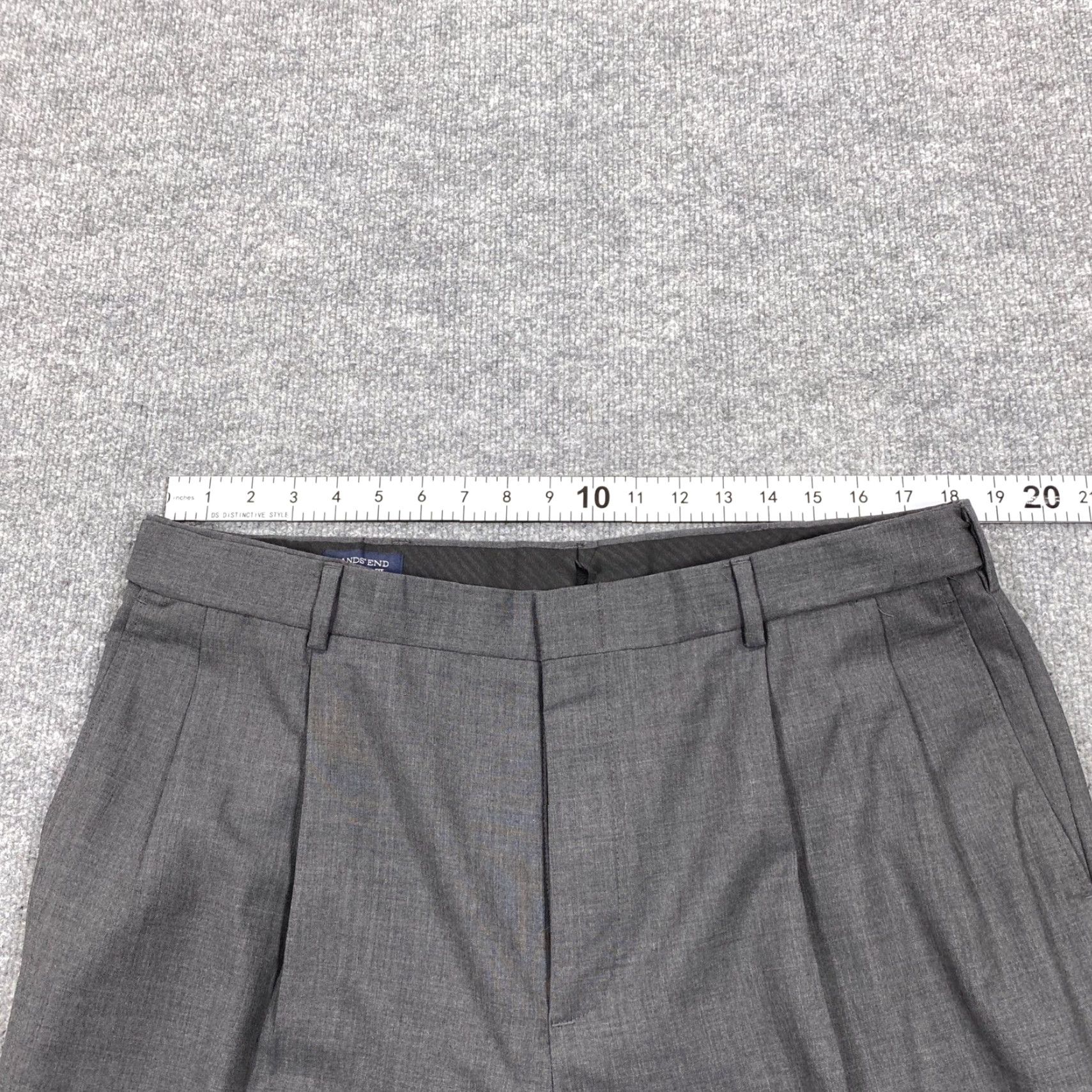 Lands' End Lands' End Dress Pants Mens 37 Gray 100% Wool Traditional Fit Double Pleated Dress Pants Men's Gray Solid Wool Pants Business Formal Slacks Mens Size US 37 - 5 Thumbnail