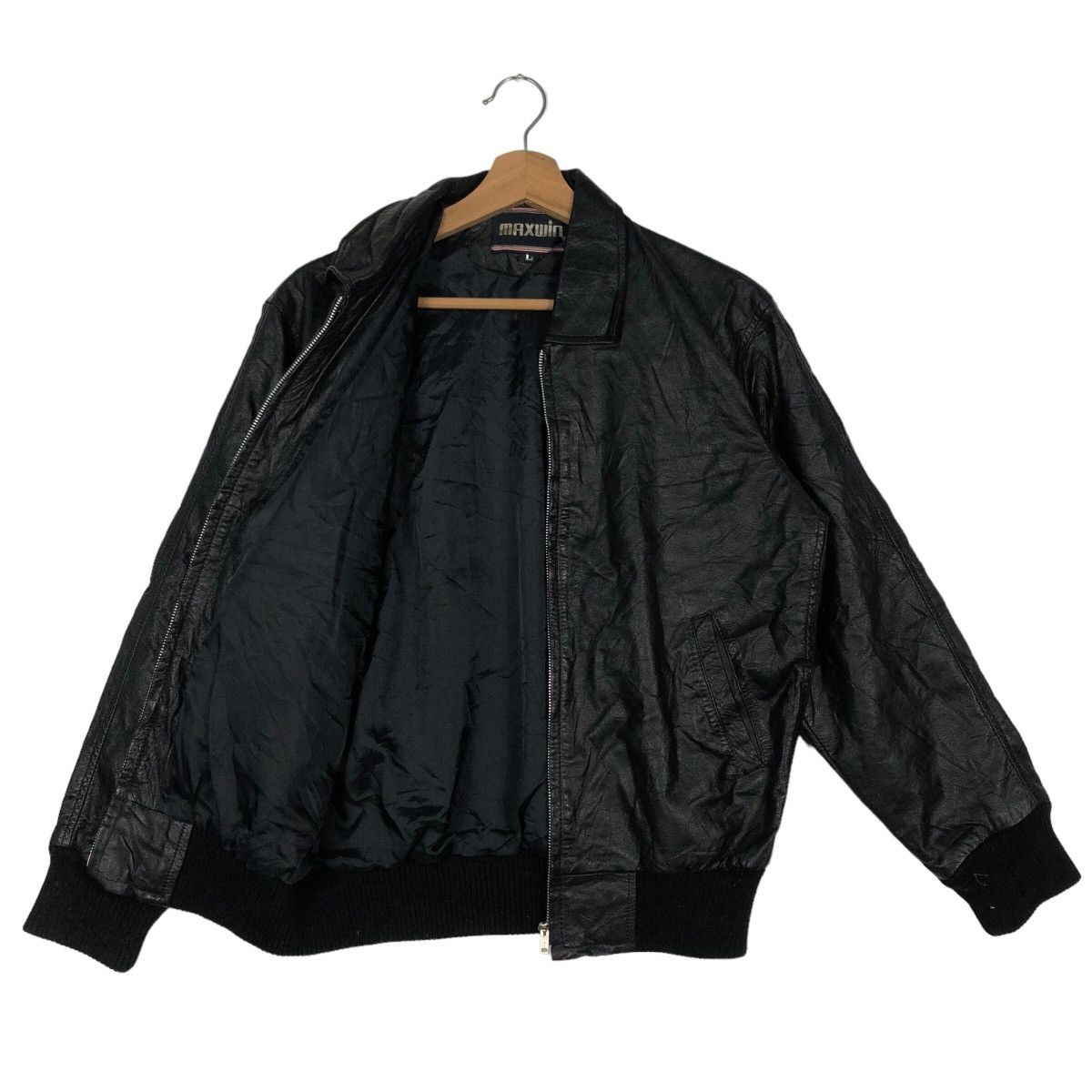 Genuine Leather 🔥90’s Maxwin Vintage Bomber Leather Jacket Issey Miyake Size US L / EU 52-54 / 3 - 8 Thumbnail