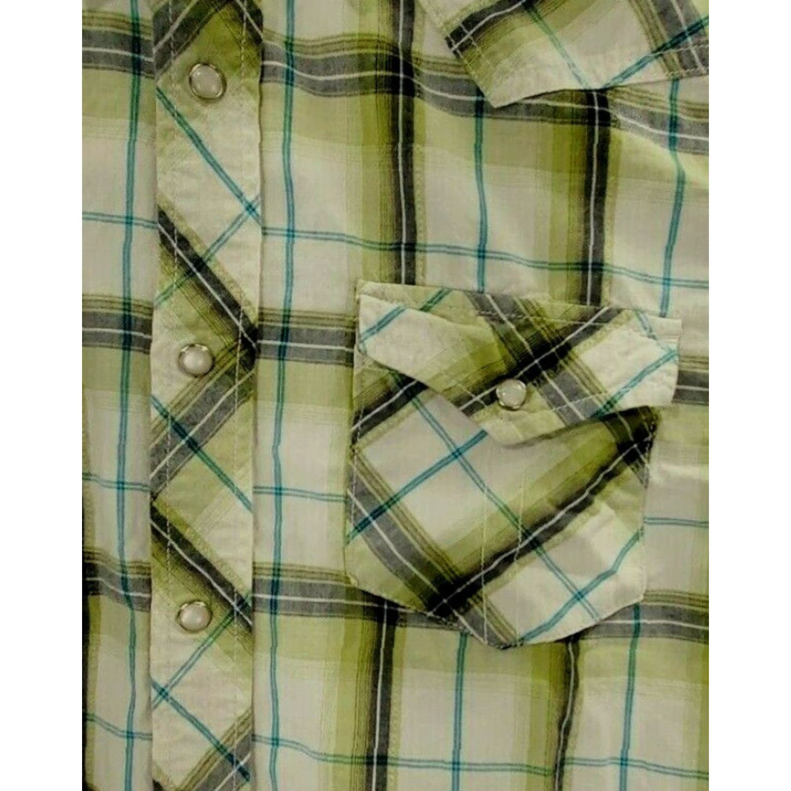 Vintage CANYON RIVER BLUES Mens Size L Green Pearl Snap Up Western Short Sleeve Shirt - Shirt - Regular - Green - 100% Cotton - Men - XS to XL? Size US L / EU 52-54 / 3 - 2 Thumbnail