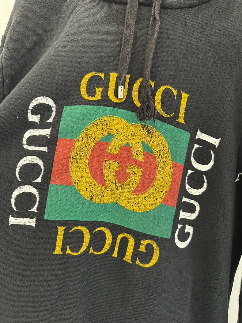 Gucci Gucci Black square double G big logo make old black hoodie Size US XS / EU 42 / 0 - 4 Thumbnail