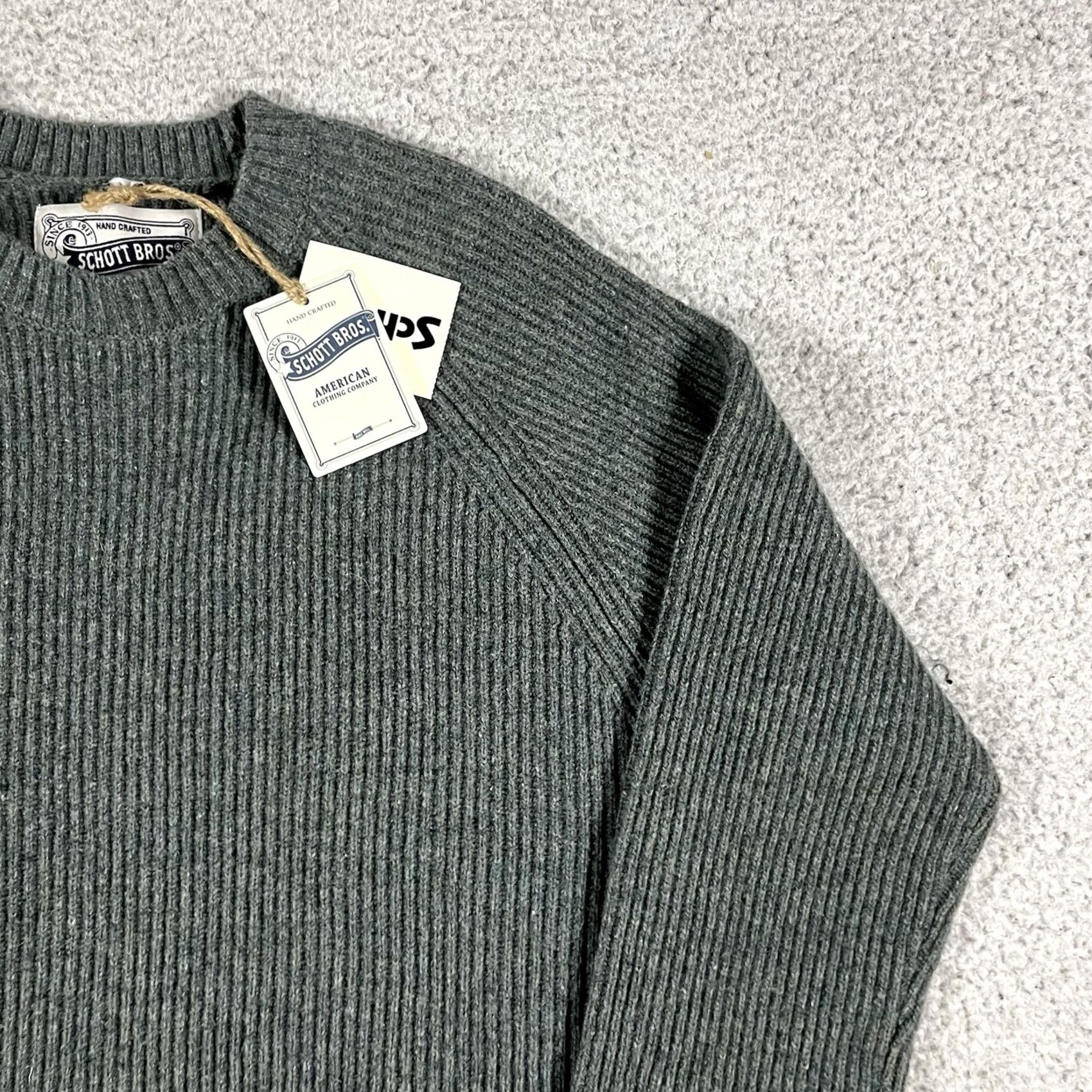 Schott Schott NYC Mens Wool Ribbed Knit Sweater Pullover Crew Neck S Green Winter Fall Classic Army Outdoor Preppy Size US S / EU 44-46 / 1 - 5 Thumbnail