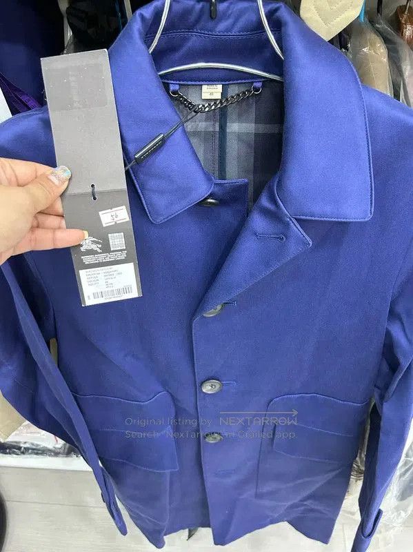 Burberry Burberry Men's Blue Cotton Mid-Length Trench Coat. Size US L / EU 52-54 / 3 - 7 Thumbnail