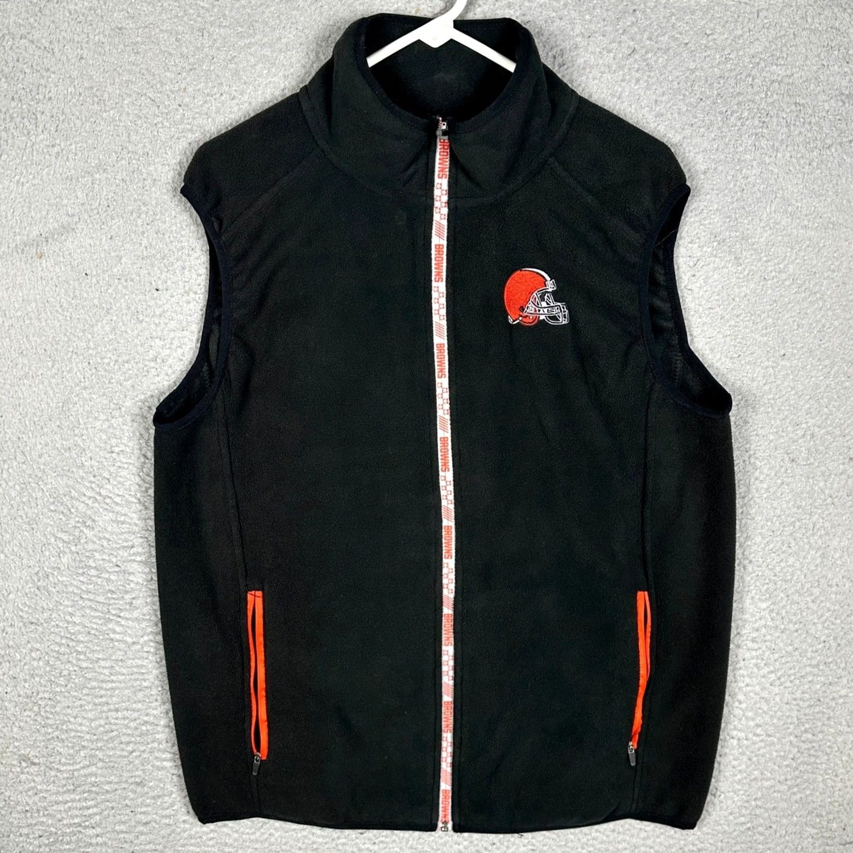 NFL NFL Team Apparel Fleece Vest Mens M Black Full Zip Cleveland Browns Size US M / EU 48-50 / 2 - 3 Thumbnail