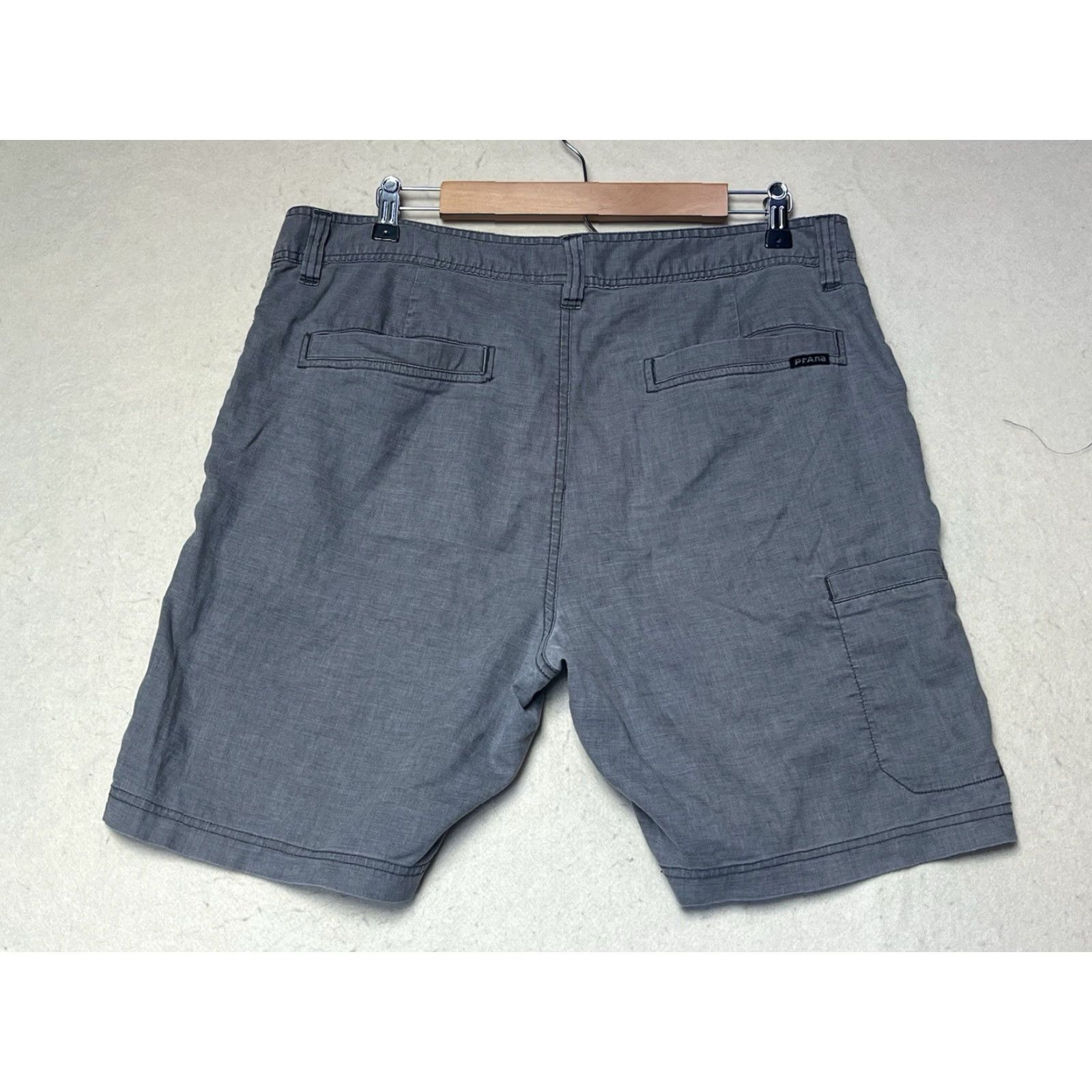 Prana Prana Men Shorts 35x8 Gray Lightweight Chino Breathable Pockets Logo Preppy Flexible Regular Cotton Blend Microfiber Casual Outdoor Hiking Size US 35 - 2 Thumbnail