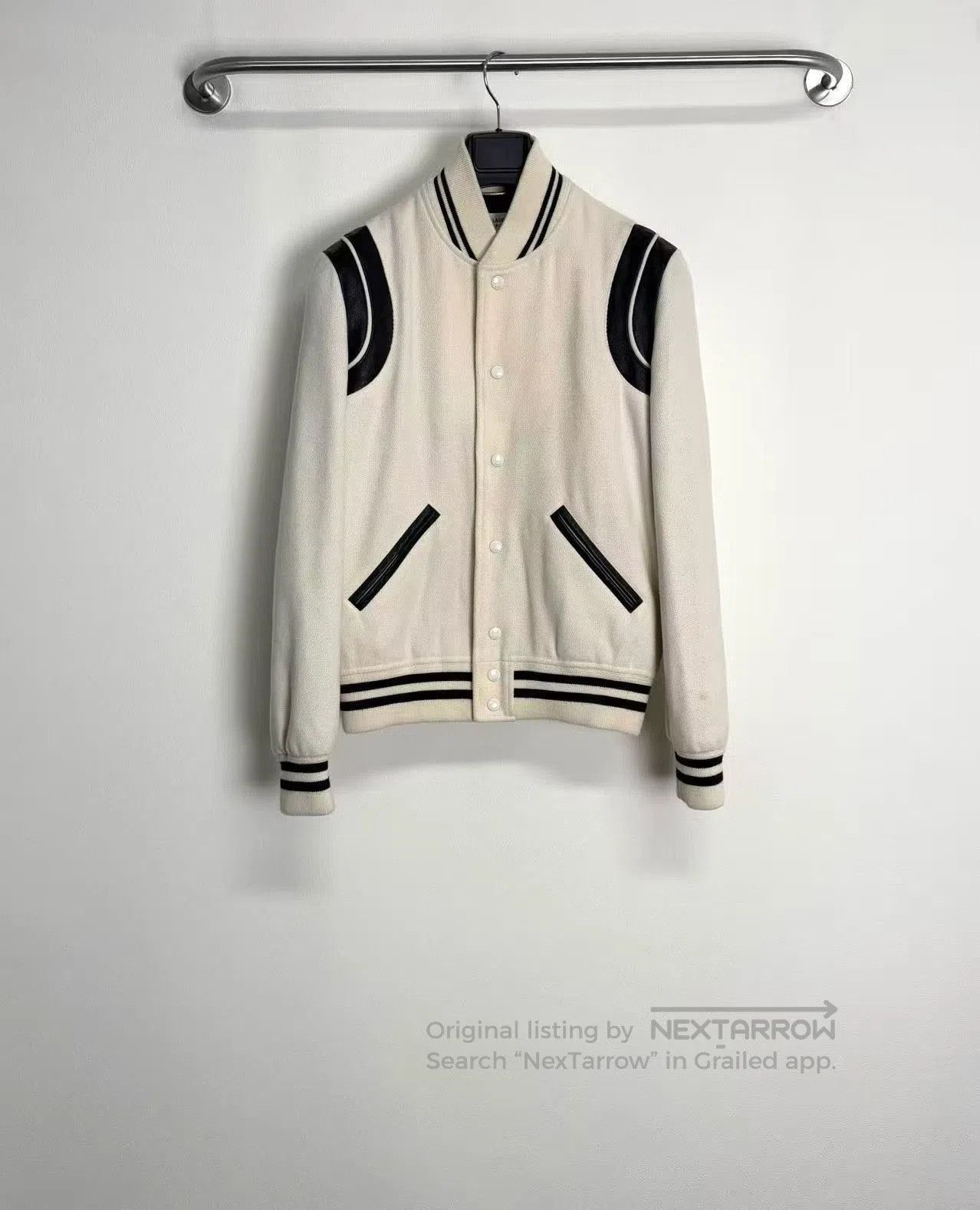 Saint Laurent Paris SAINT LAURENT Cream Baseball Jacket. Size US S / EU 44-46 / 1 - 1 Thumbnail
