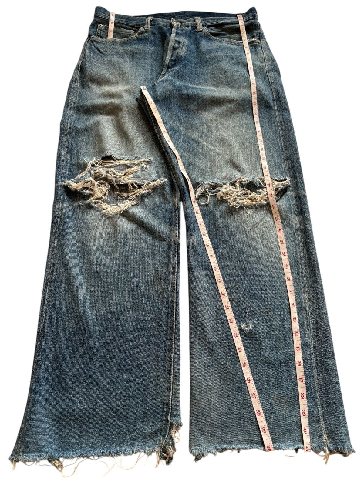 Japanese Brand Vintage Japanese Brand Selvedge Mud Wash Distress Baggy Jean Size US 33 - 13 Thumbnail