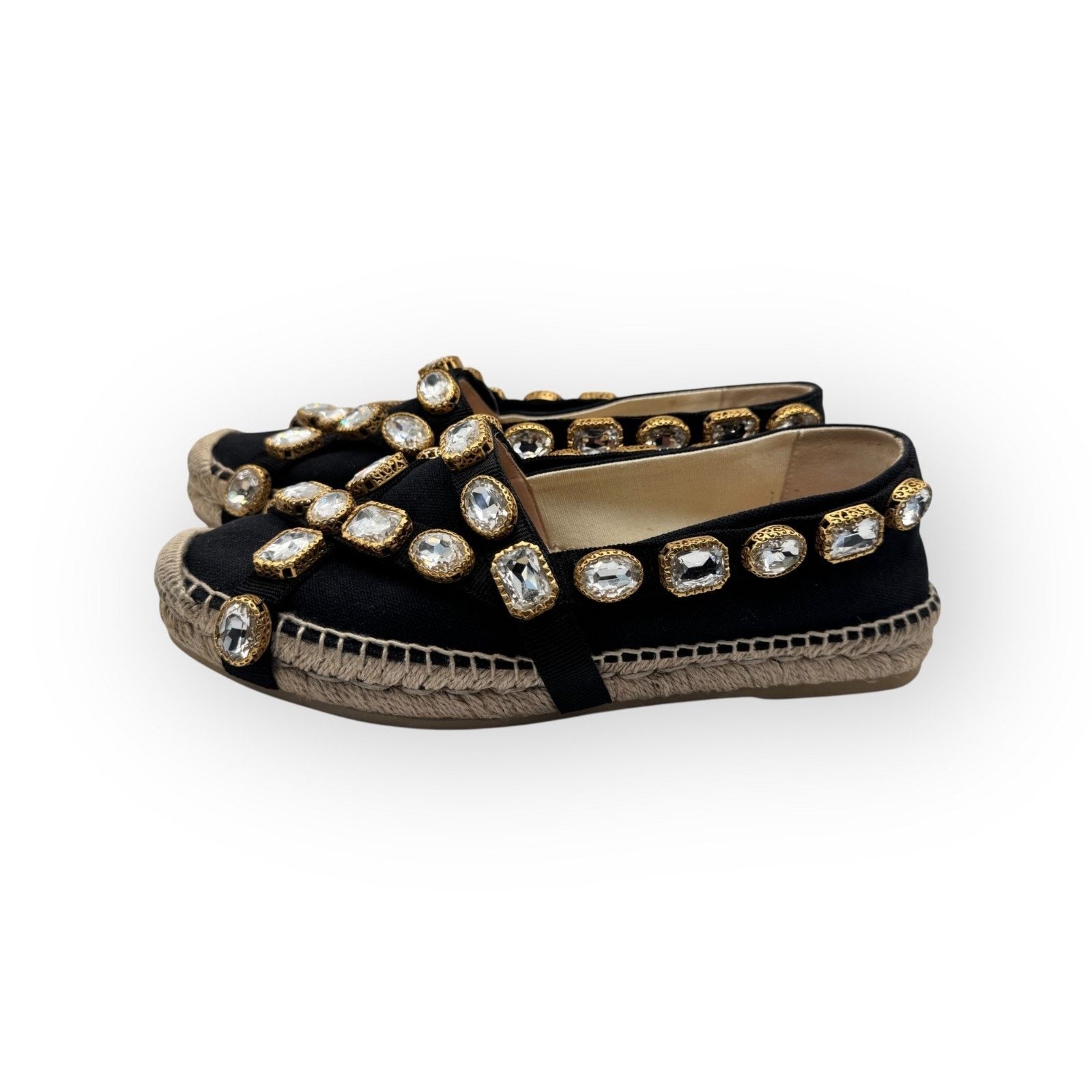 Gucci Gucci Women’s Pepita Canvas Espadrille Shoes with Crystals Size US 8 / IT 38 - 7 Thumbnail